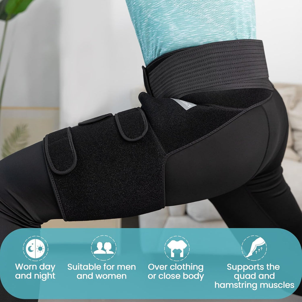 Hip Brace for Sciatica Pain Relief, Adjustable Hip Flexor and Hamstring Compression

