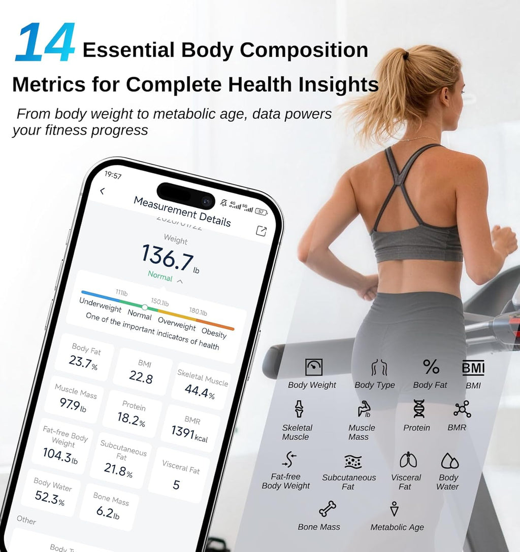 GE Smart Bathroom Scale with Body Composition Metrics, Bluetooth, 14 Measurements, 400 lb

