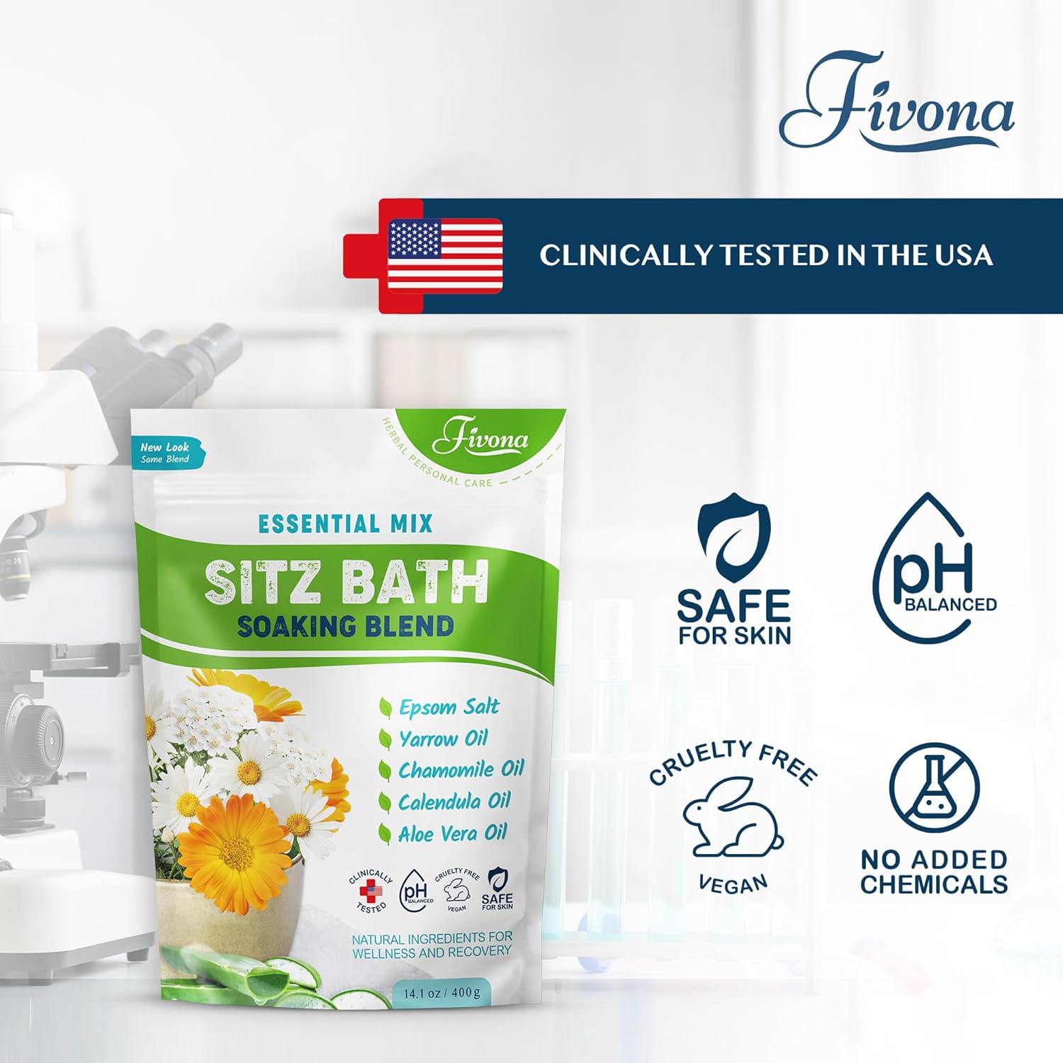 Fivona Sitz Bath Soak Kit Over Toilet Seat with Epsom Salt and Essential Oils

