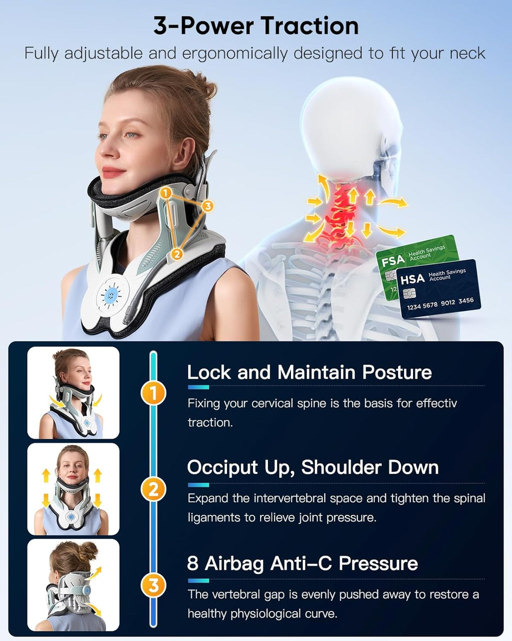 Cervical Neck Traction Device with Electric Air Pump and Airbag for Neck Pain Relief

