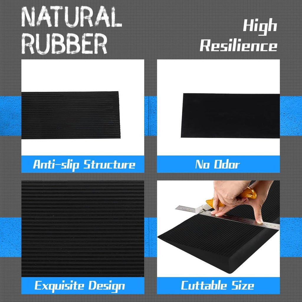 Rubber Threshold Ramp for Doorways, Non-Slip Curb Ramp, 2204 lb Capacity

