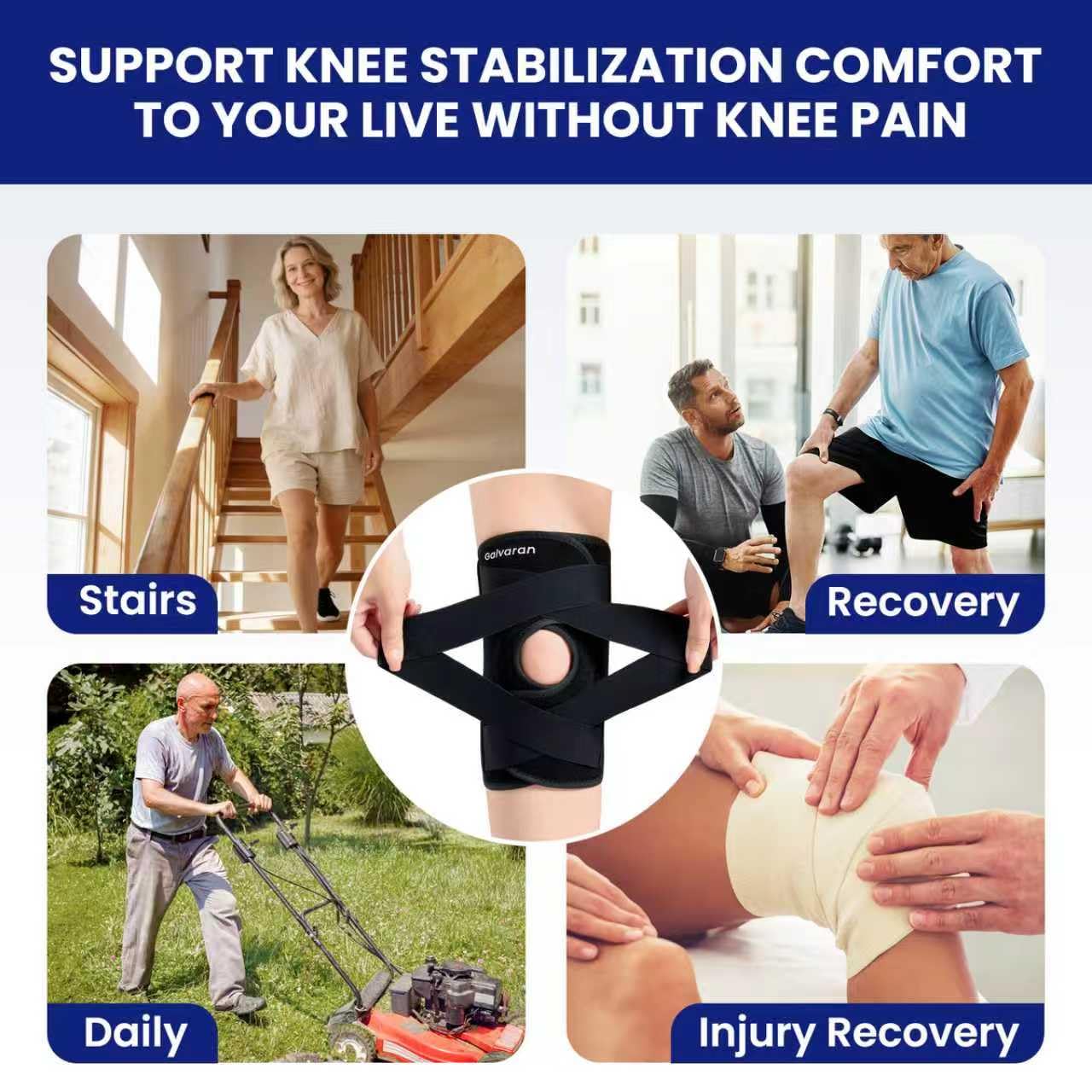Galvaran Stabilizing Knee Brace for ACL, MCL, Meniscus & Arthritis Pain Relief

