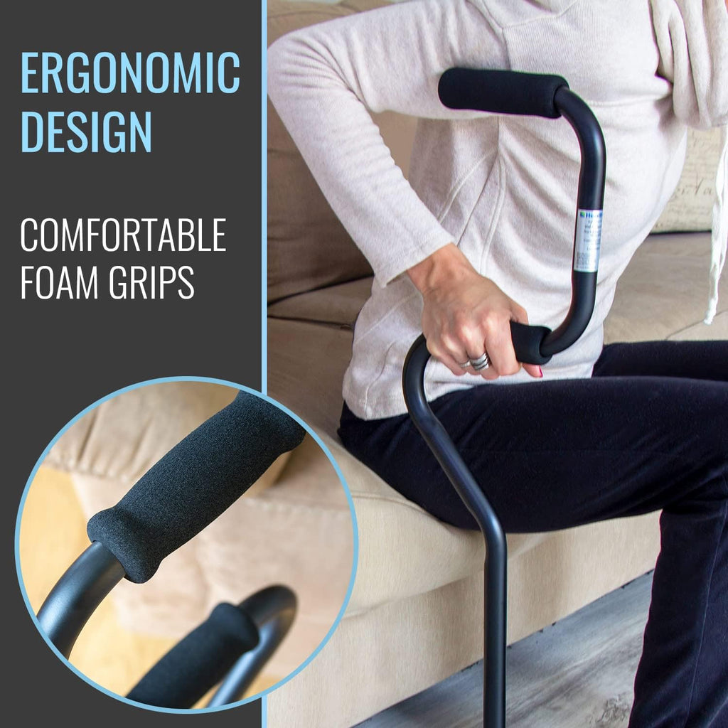 HealthSmart Quad Walking Cane Sit-to-Stand Adjustable Walker with Foam Handles

