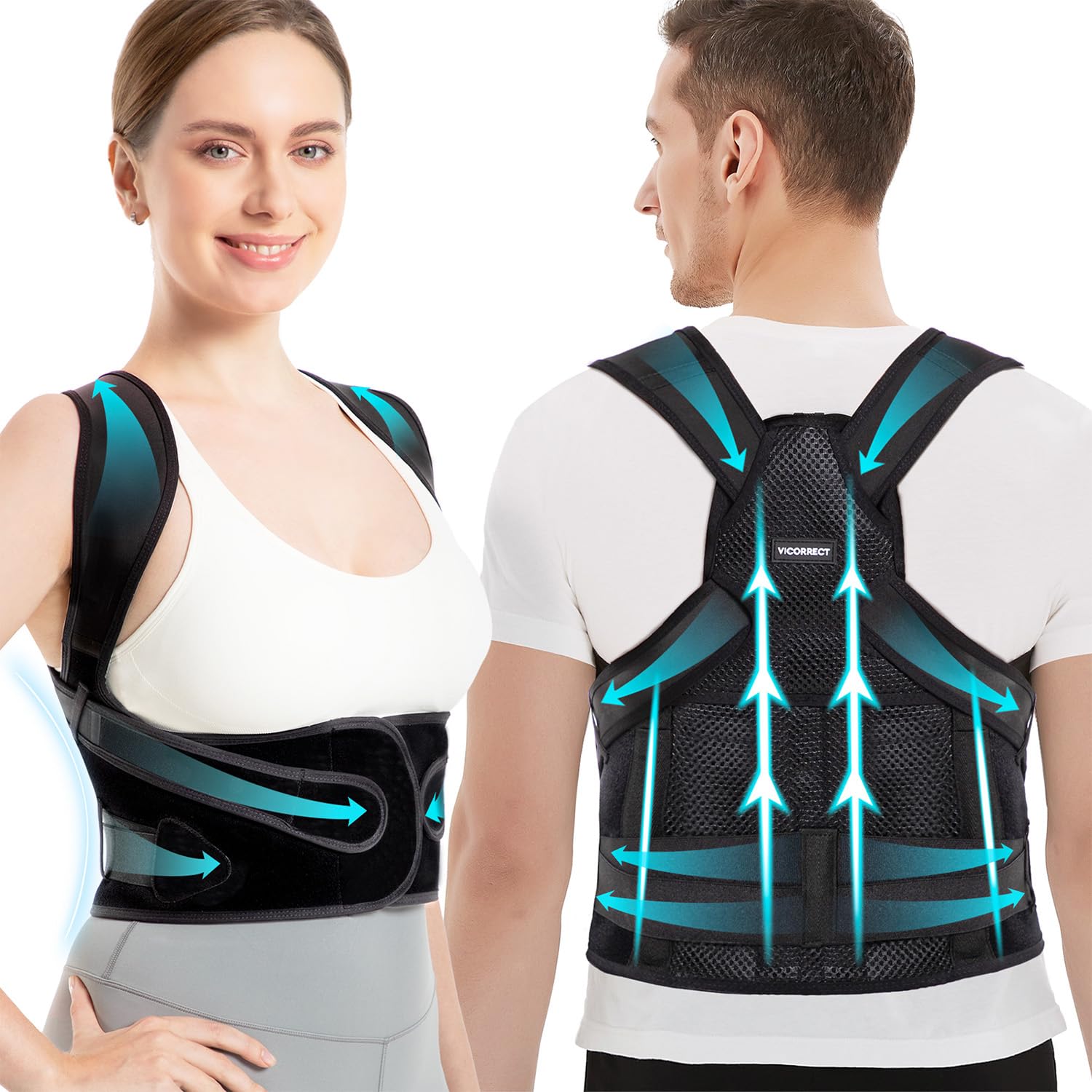 Vicorrect Posture Corrector Back Support Brace for Upper Back and Shoulder Support

