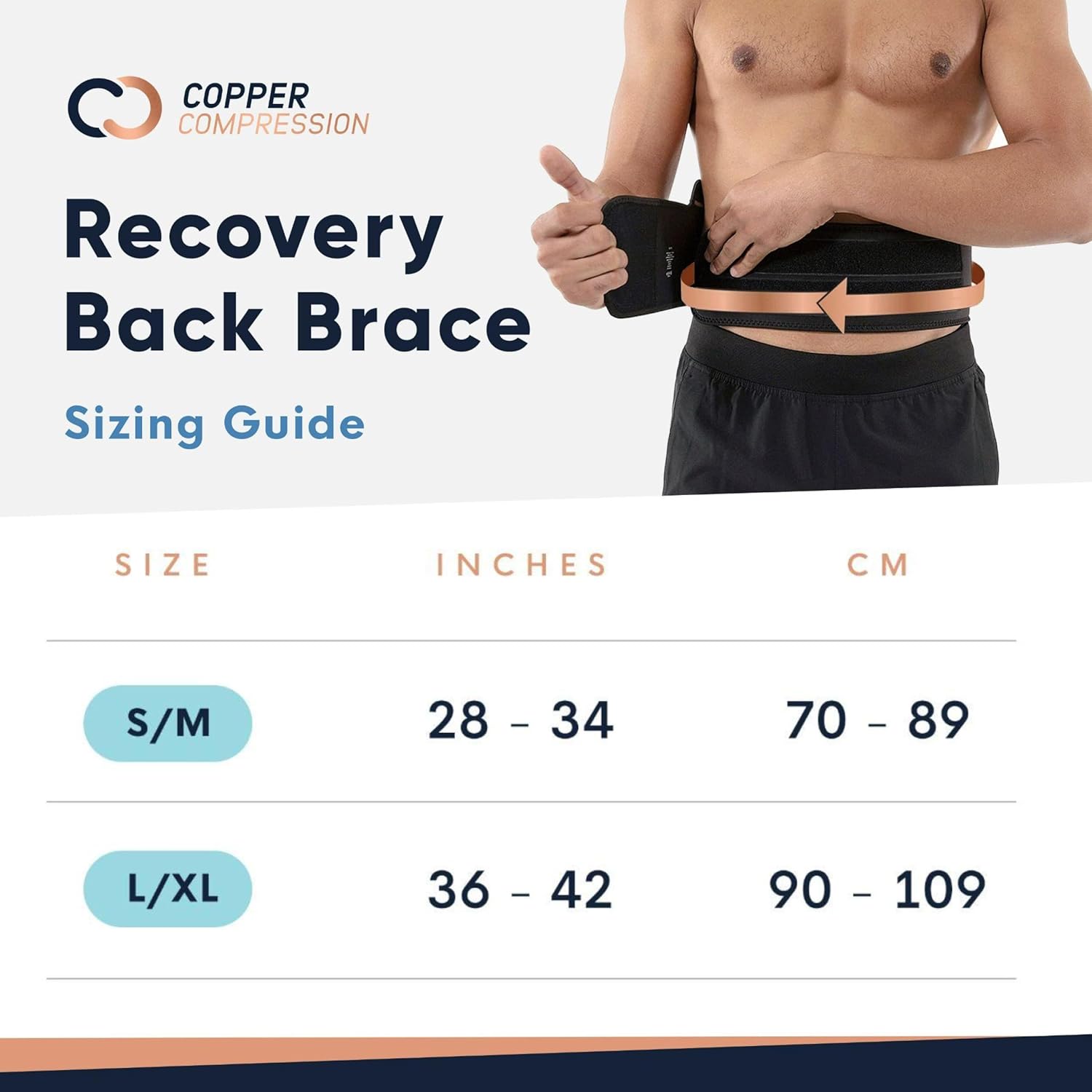 Copper Compression Back Brace with Lumbar Support Adjustable Breathable

