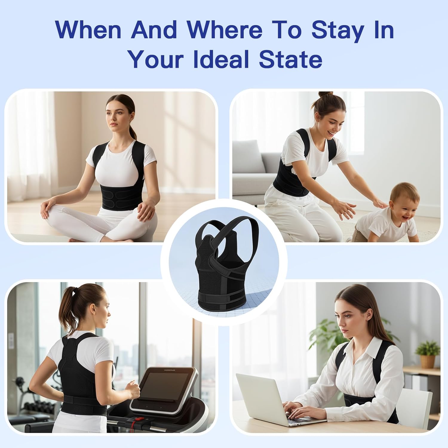 Posture Corrector for Men and Women Back Brace Straightener Adjustable Support Mesh

