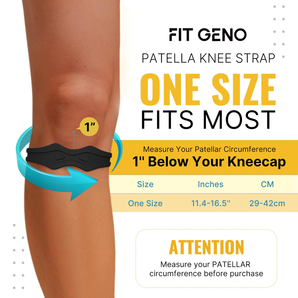 Fit Geno Patellar Tendon Support Knee Brace Strap, Adjustable Patella Band, 2 Pack


