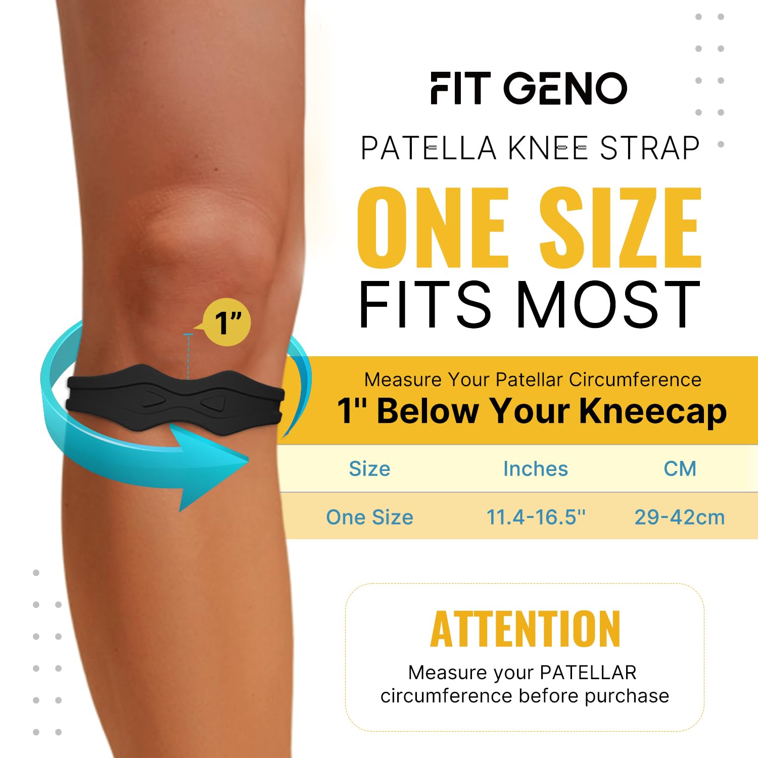 Fit Geno Patellar Tendon Support Knee Brace Strap, Adjustable Patella Band, 2 Pack


