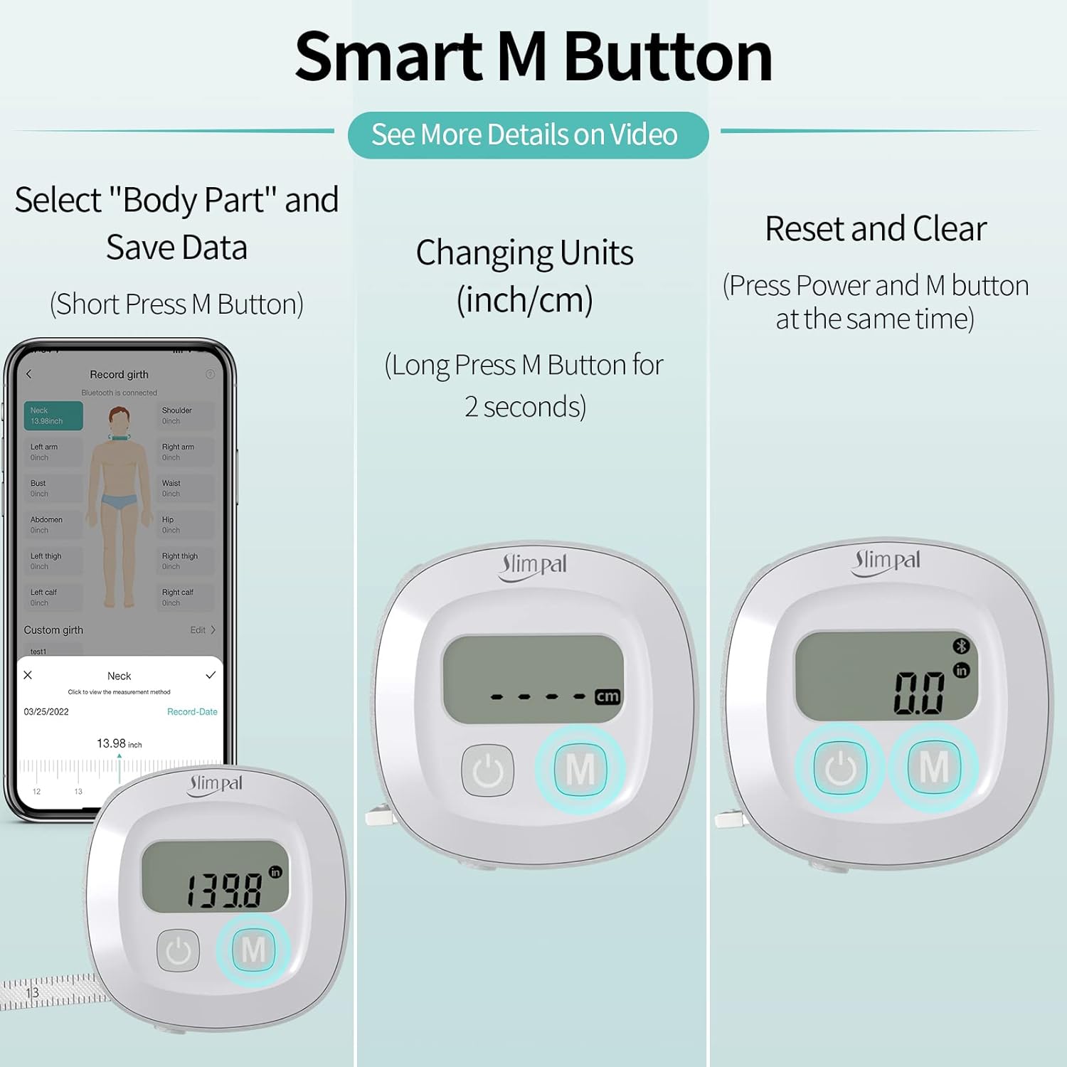 Slimpal Digital Body Fat Measuring Tape with LCD for BMI, Fitness and Body Shape

