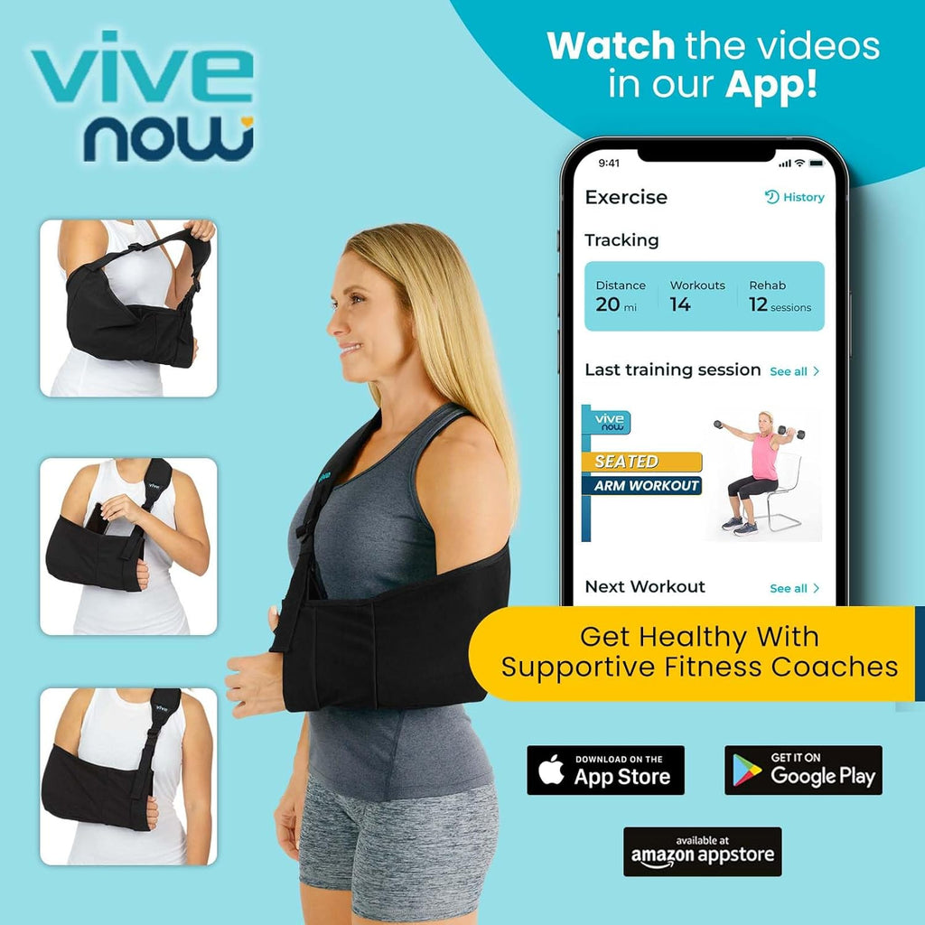 Vive Arm Sling Shoulder Immobilizer with Thumb Loop, Adjustable Padded Strap


