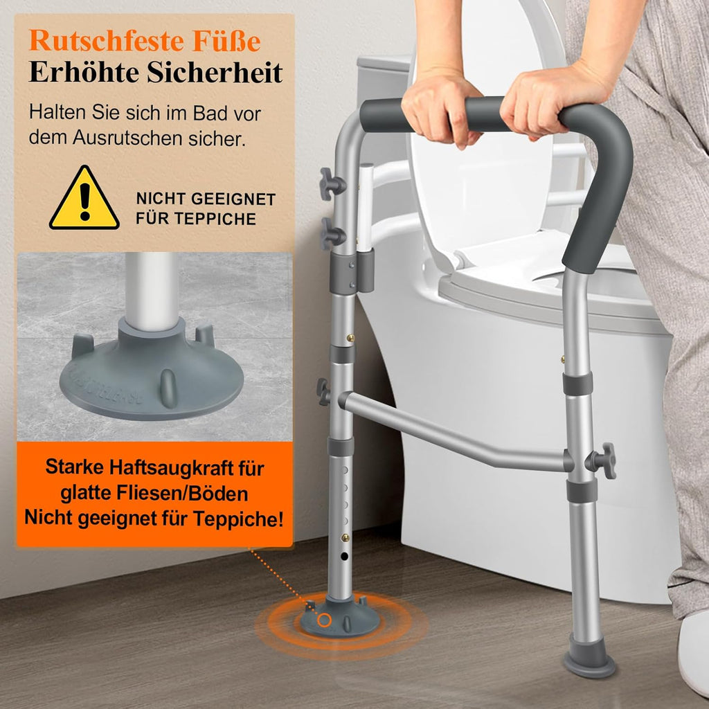 DePango Adjustable Toilet Safety Rails with Handles, Handicap Support Frame

