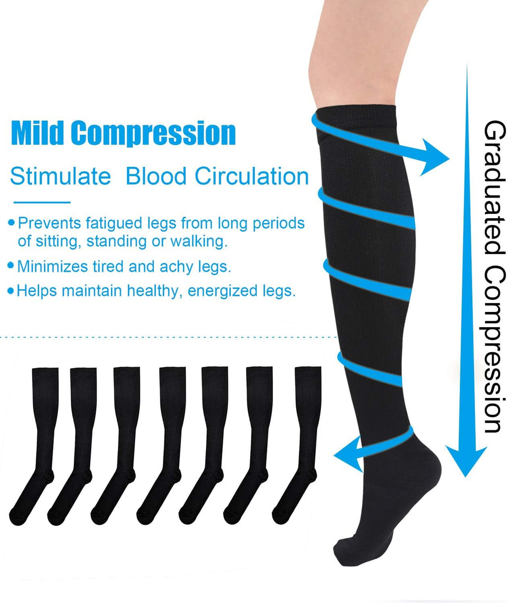 Nylon Graduated Compression Socks for Men Women, Knee High Support

