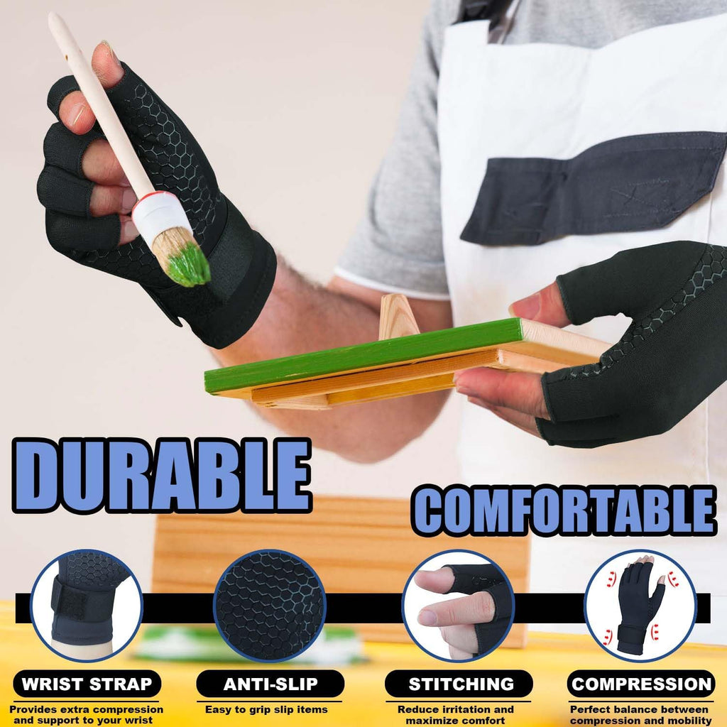 Copper Infused Arthritis Gloves for Men Women, Fingerless Compression Wrist Support

