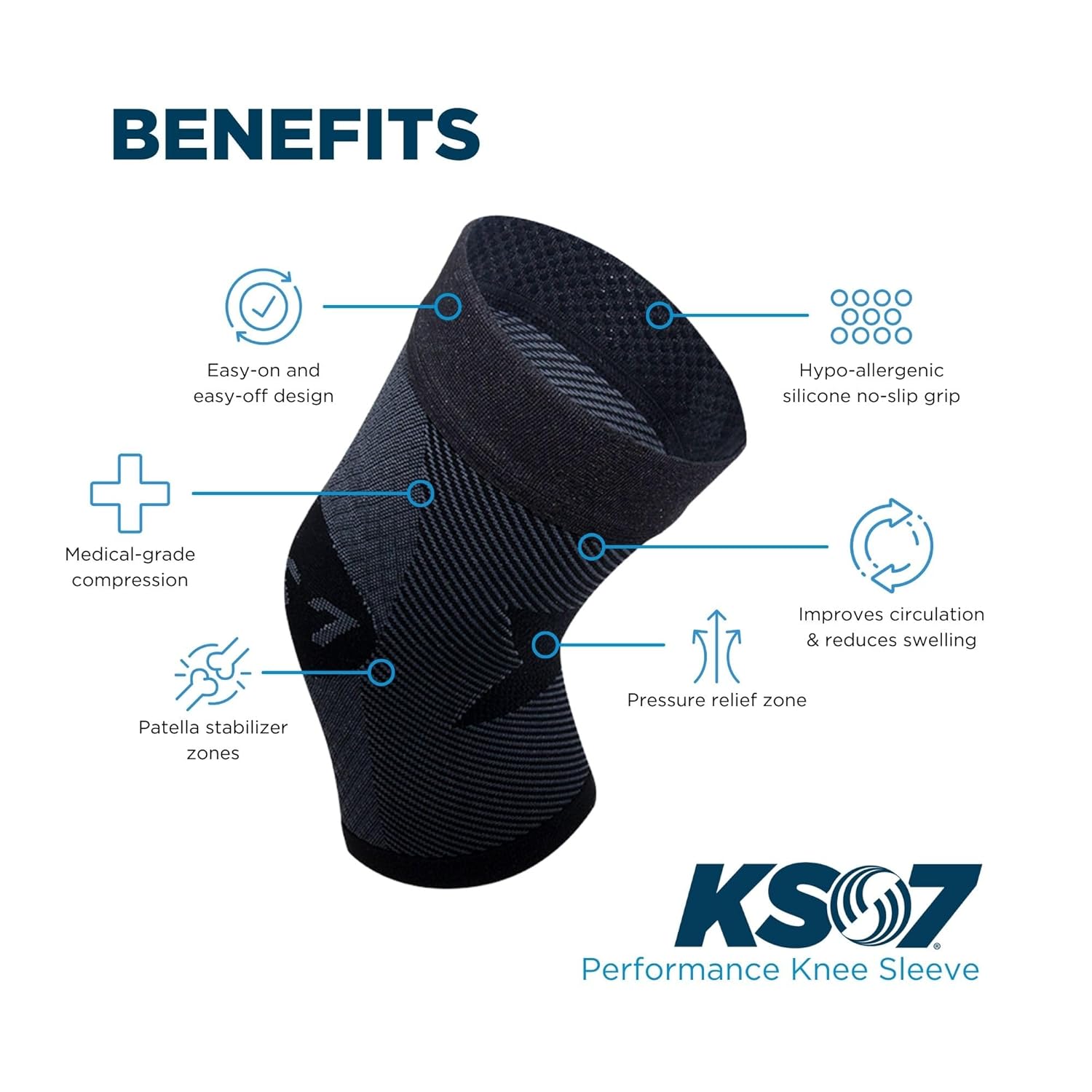 OrthoSleeve Compression Knee Brace Knee Sleeve for ACL MCL Meniscus Pain Relief

