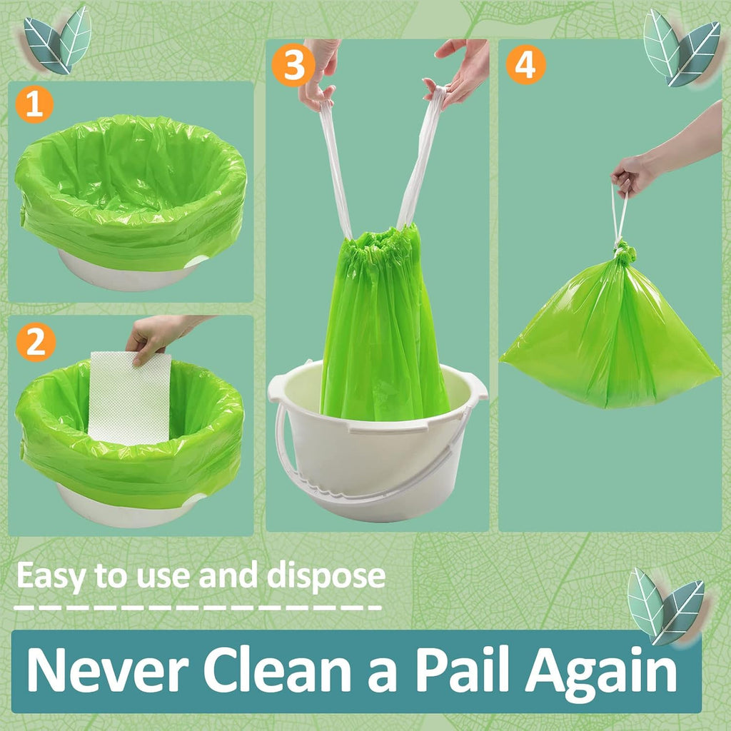 Commode Liners for Bedside Commode Drawstring Disposable Bags, Scented

