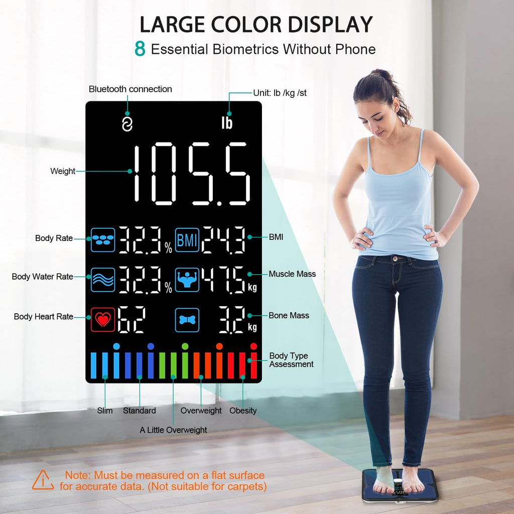 ABLEGRID Digital Body Fat Scale Smart Bathroom Scale with Large Display & 22 Metrics

