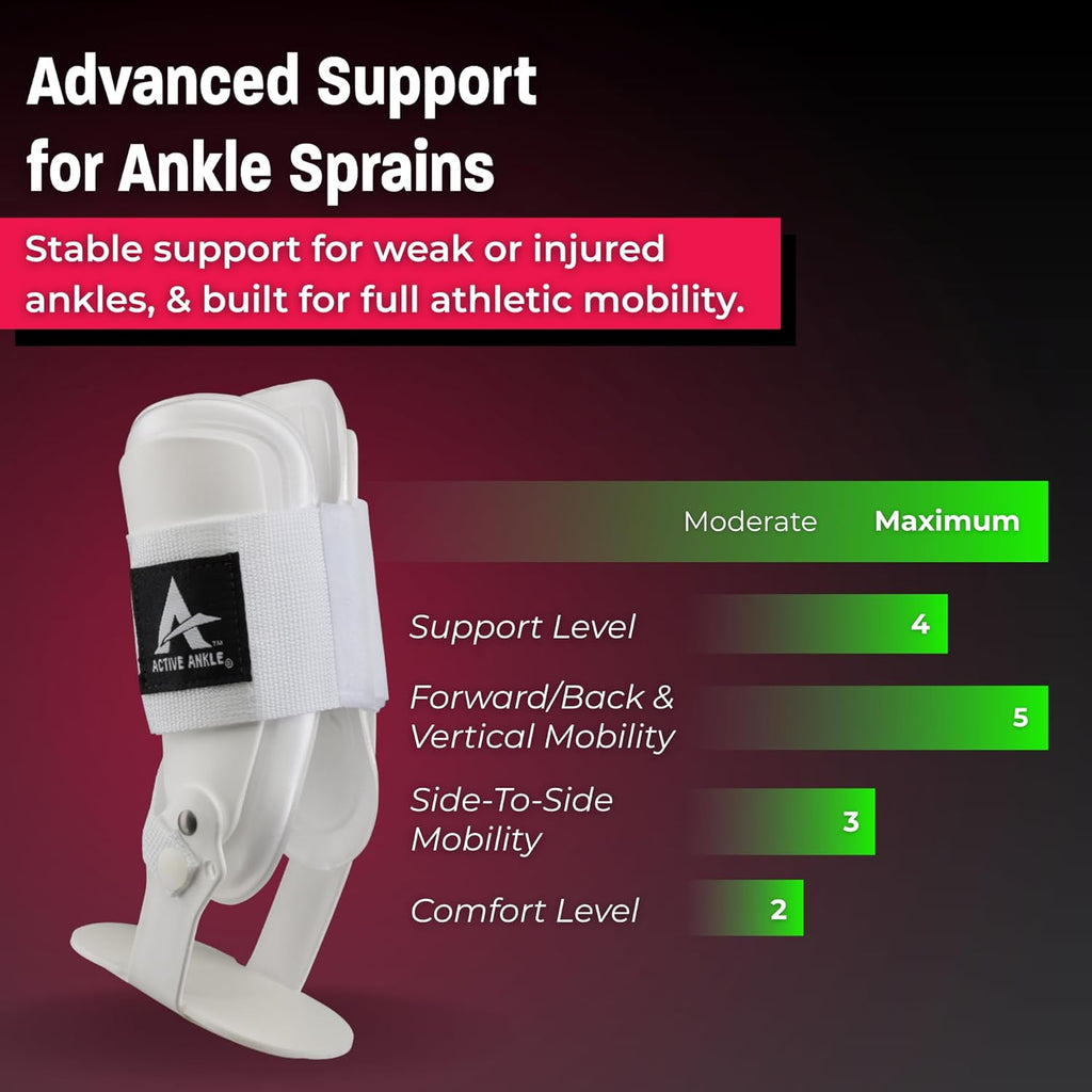 Active Ankle T2 Rigid Ankle Brace with Adjustable Strap, EVA Padding

