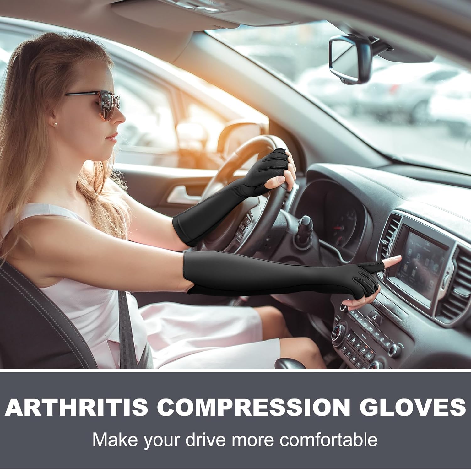 Janmercy 3 Pairs Arthritis Compression Gloves for Women and Men Carpal Tunnel Relief

