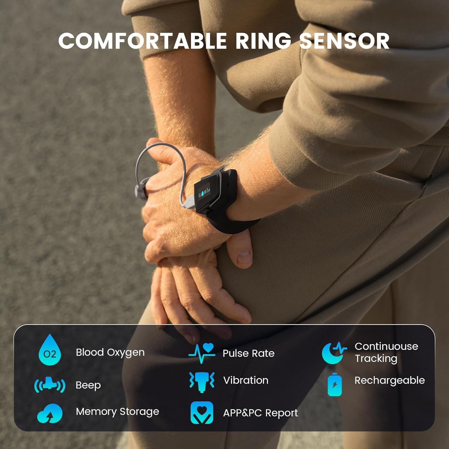Wellue Wrist Pulse Oximeter with Bluetooth, Rechargeable SPO2 Monitor, Audio Alerts

