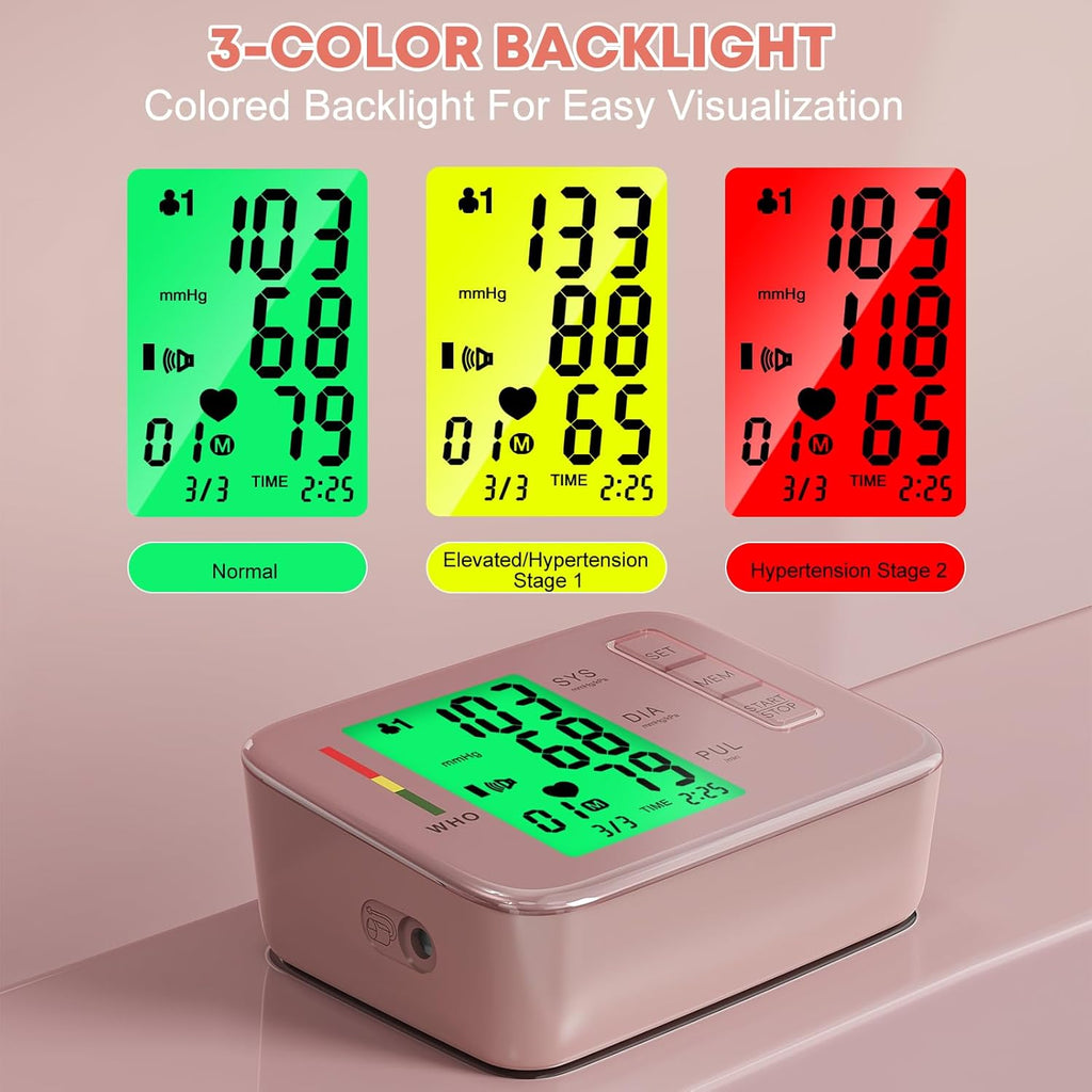 Blood Pressure Device for Upper Arm, Automatic Arm Band, 180 Memory, Voice Results

