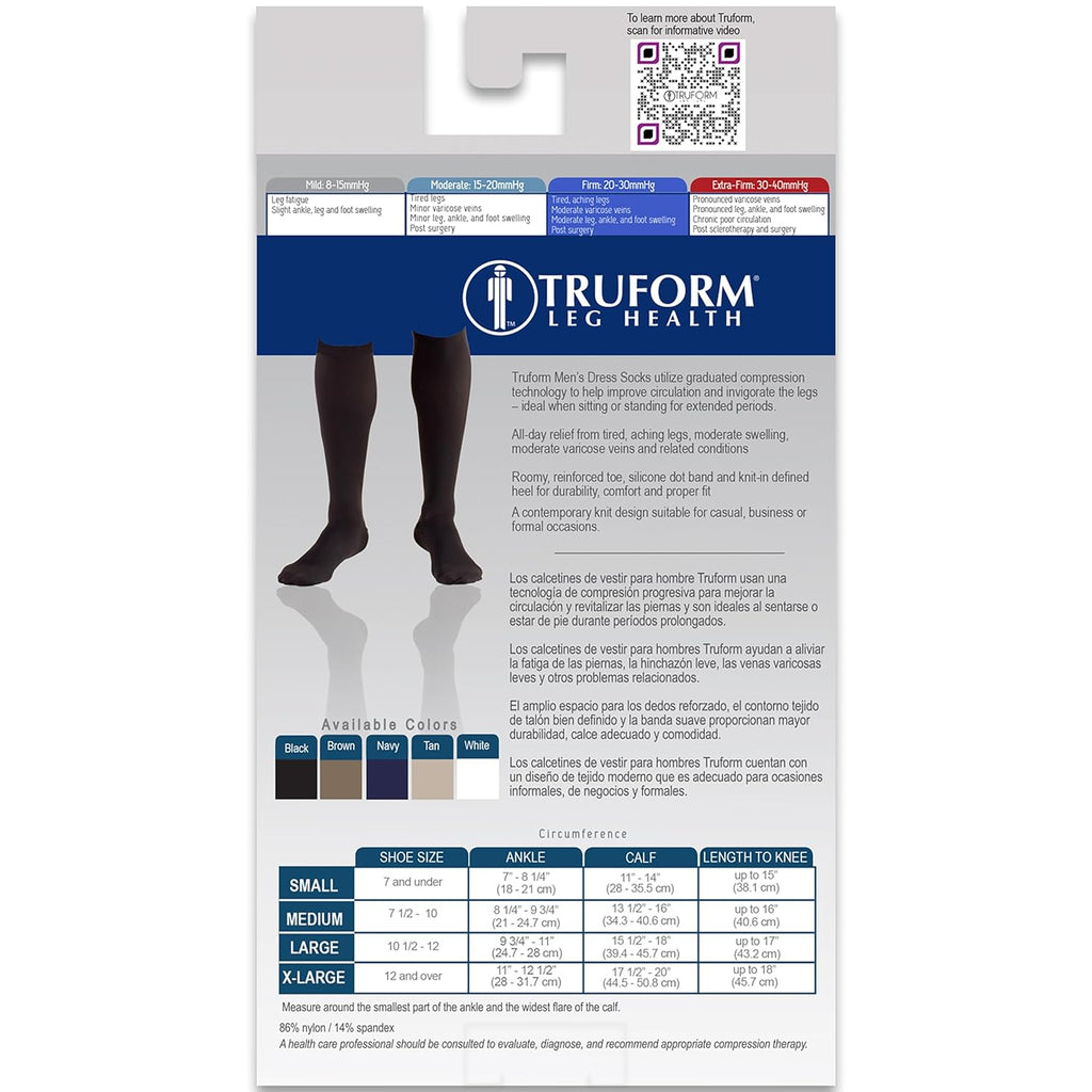 Truform Compression Socks 20–30 mmHg Knee-High Dress Socks for Men Over Calf

