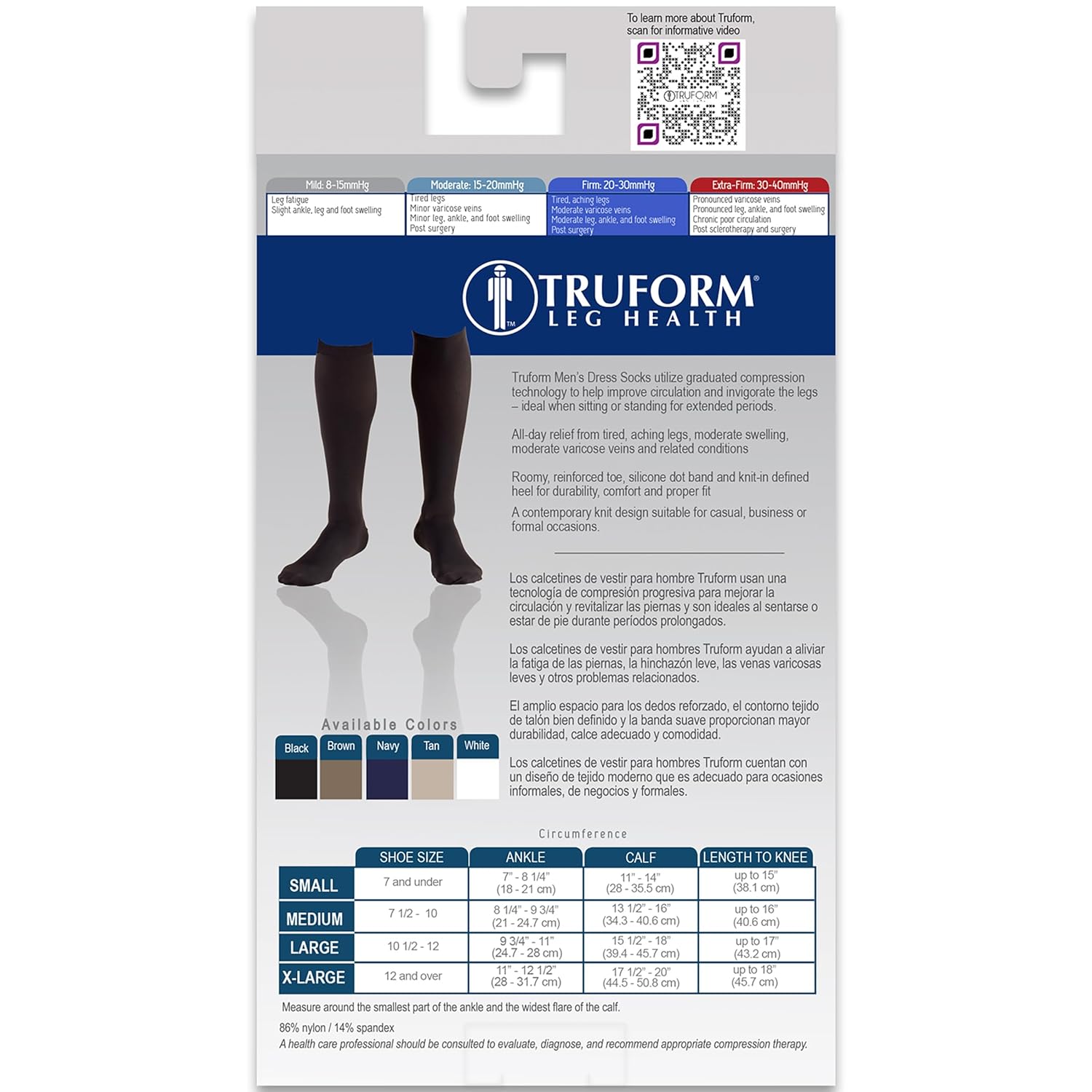Truform Compression Socks 20–30 mmHg Knee-High Dress Socks for Men Over Calf

