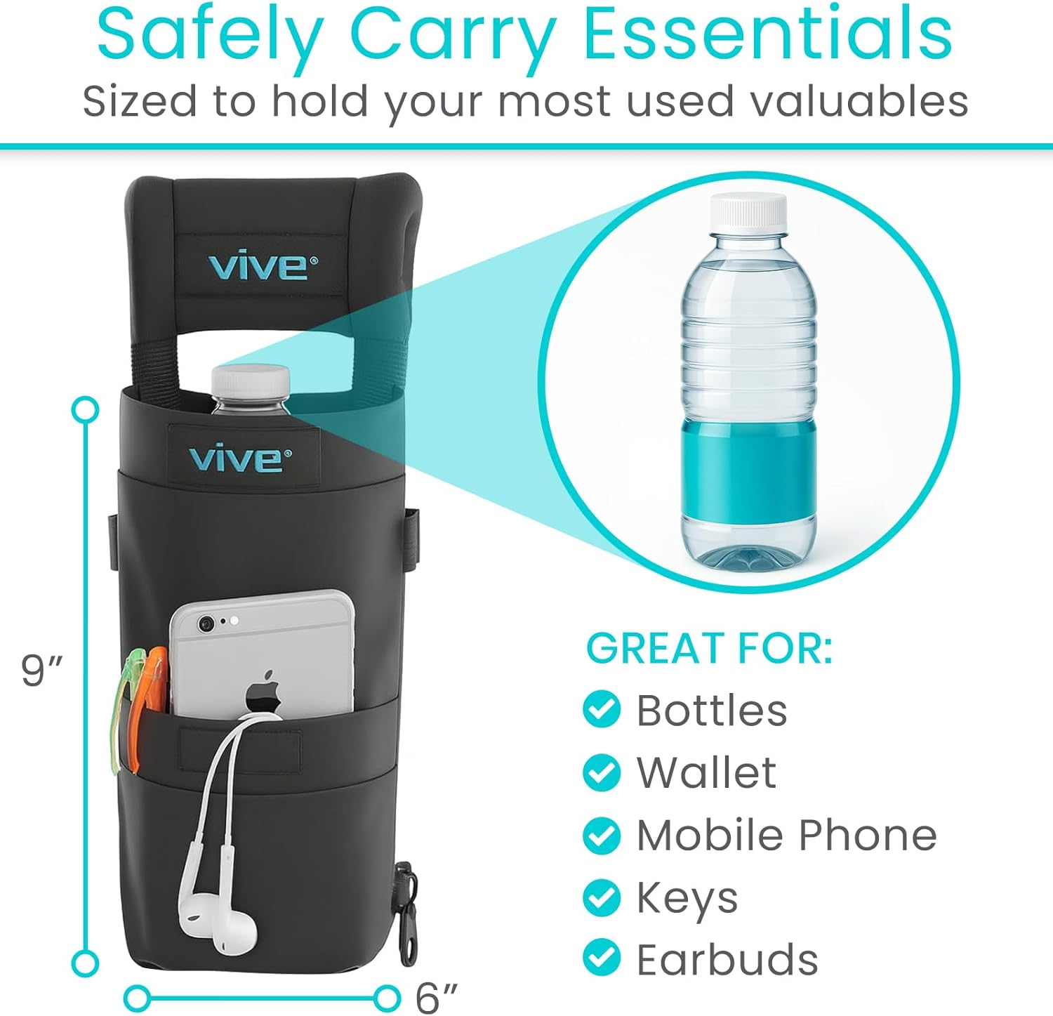 Vive Crutch Pads, Hand Grips, and Pouch Accessory Kit for Adults

