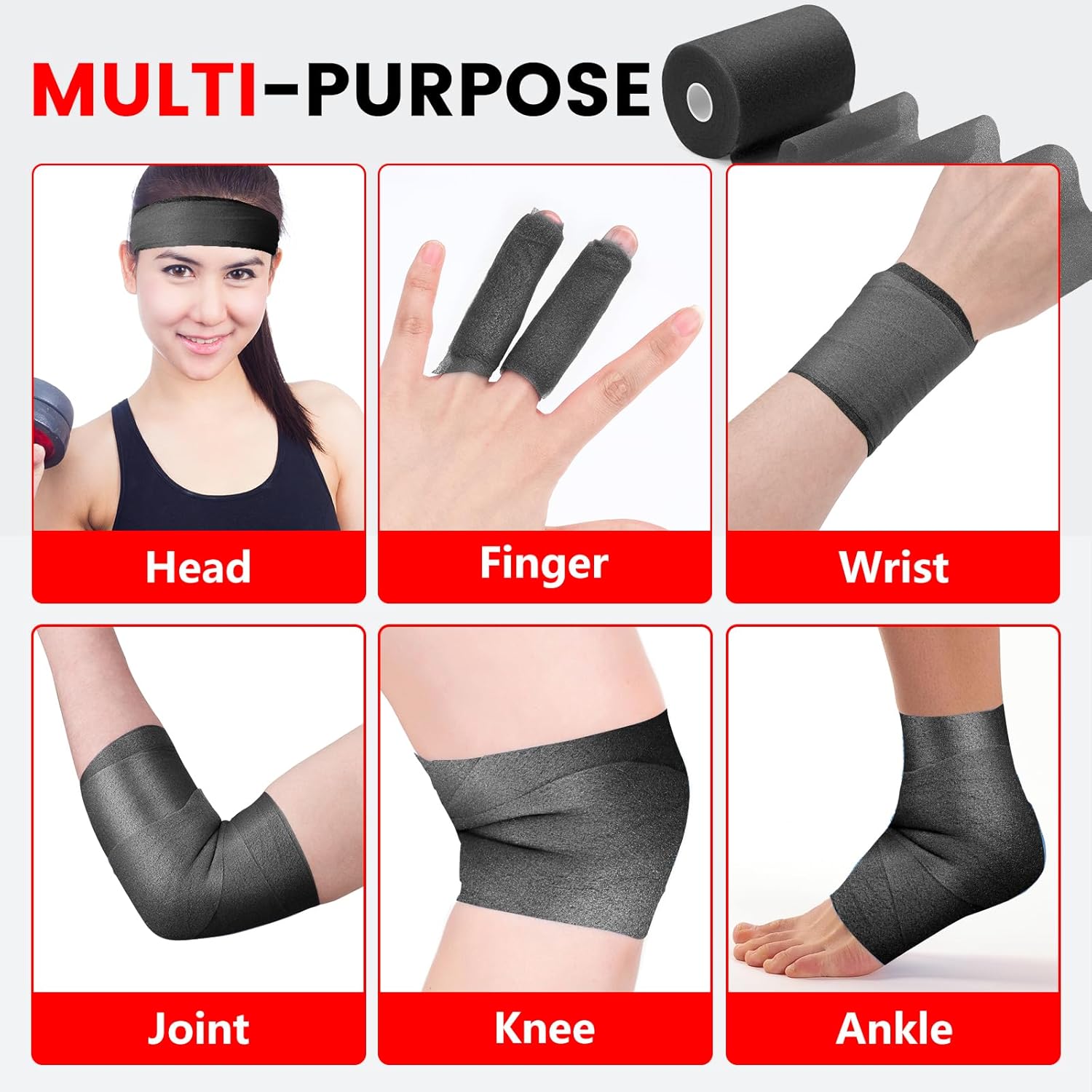 NUITPY Pre Wrap Athletic Tape Foam Underwrap for Hair, Wrists, Ankles, Knees

