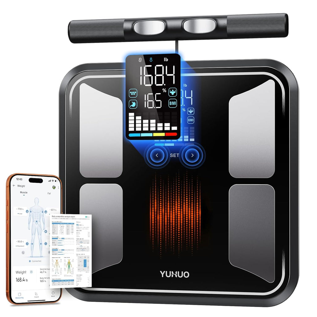 YUHUO Smart Body Composition Scale with BMI, Body Fat, Muscle Mass, Bluetooth Sync

