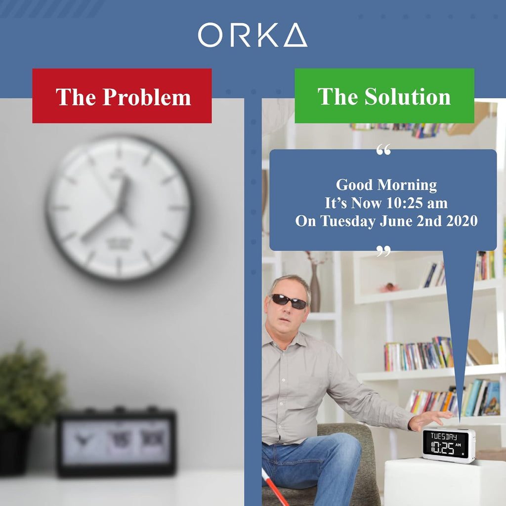 ORKA Talking Pill Reminder Alarm Clock with Voice Recording, Large Digital Display

