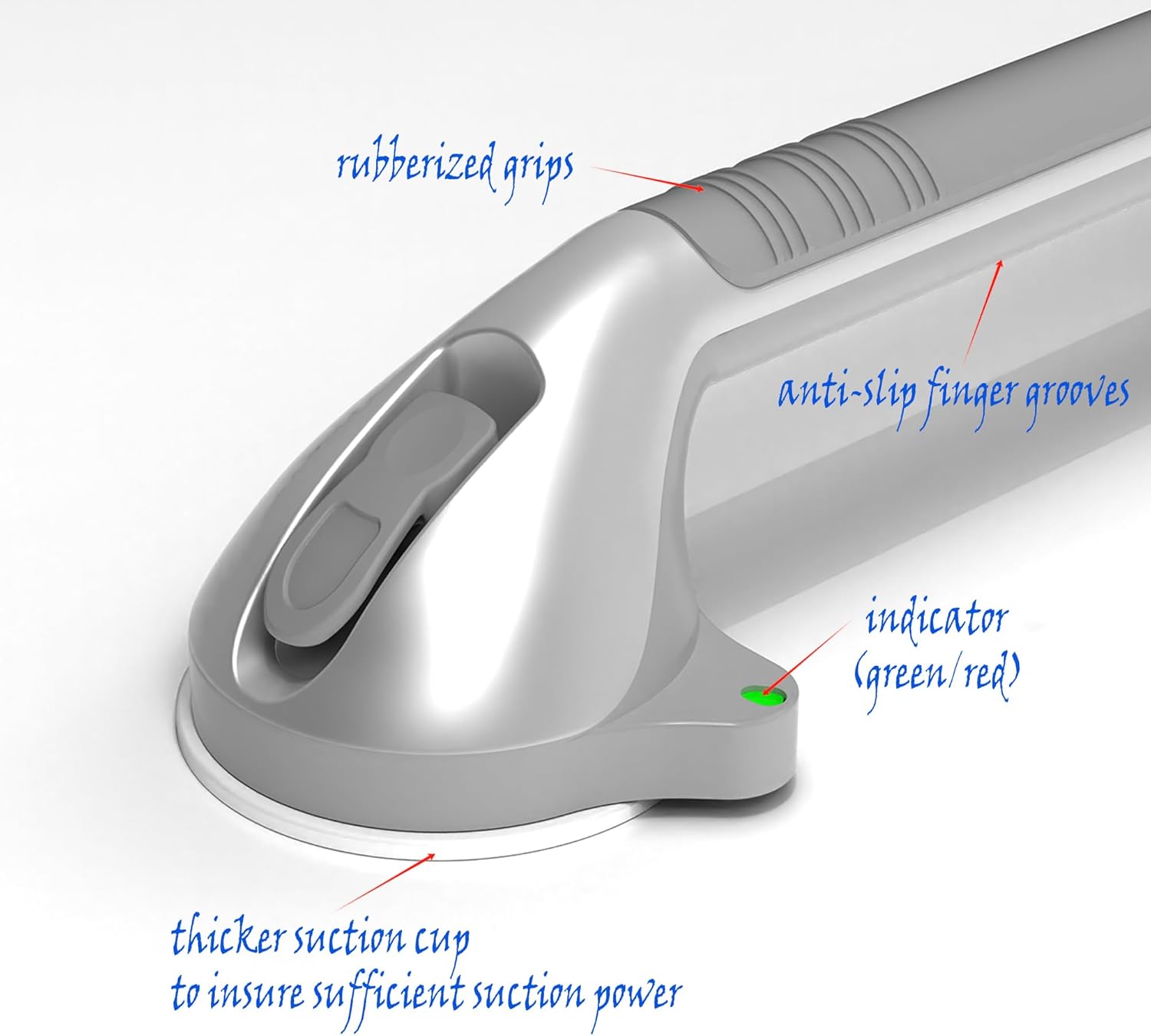 Suction Shower Grab Bar with Indicators, Tool-Free Installation, Balance Assist Handle

