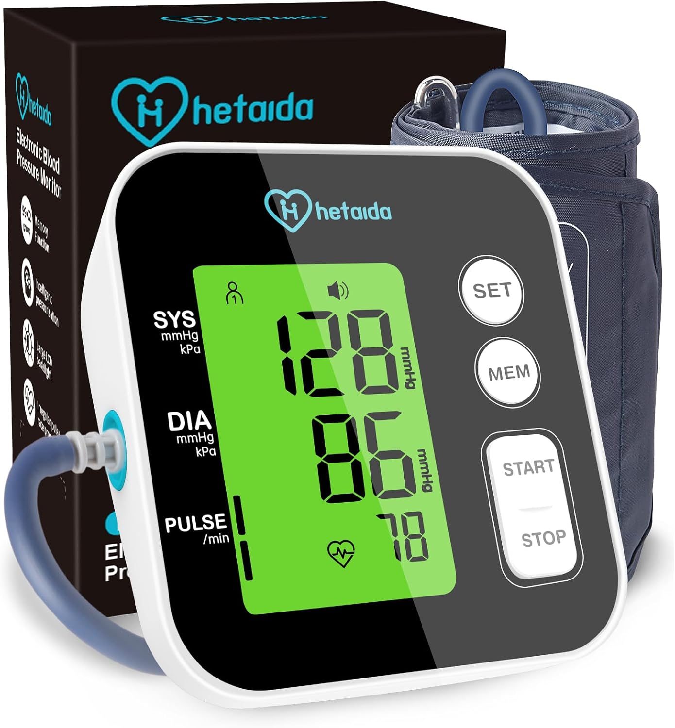 Auto Upper Arm Blood Pressure Monitor with Voice Reading, Backlit LCD, Adjustable Cuff

