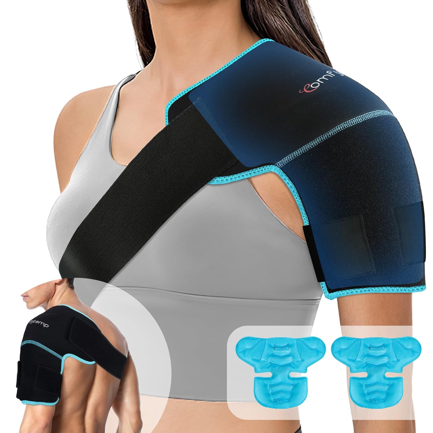 Comfytemp Shoulder Ice Wrap Compression Sleeve for Cold and Heat Therapy Relief

