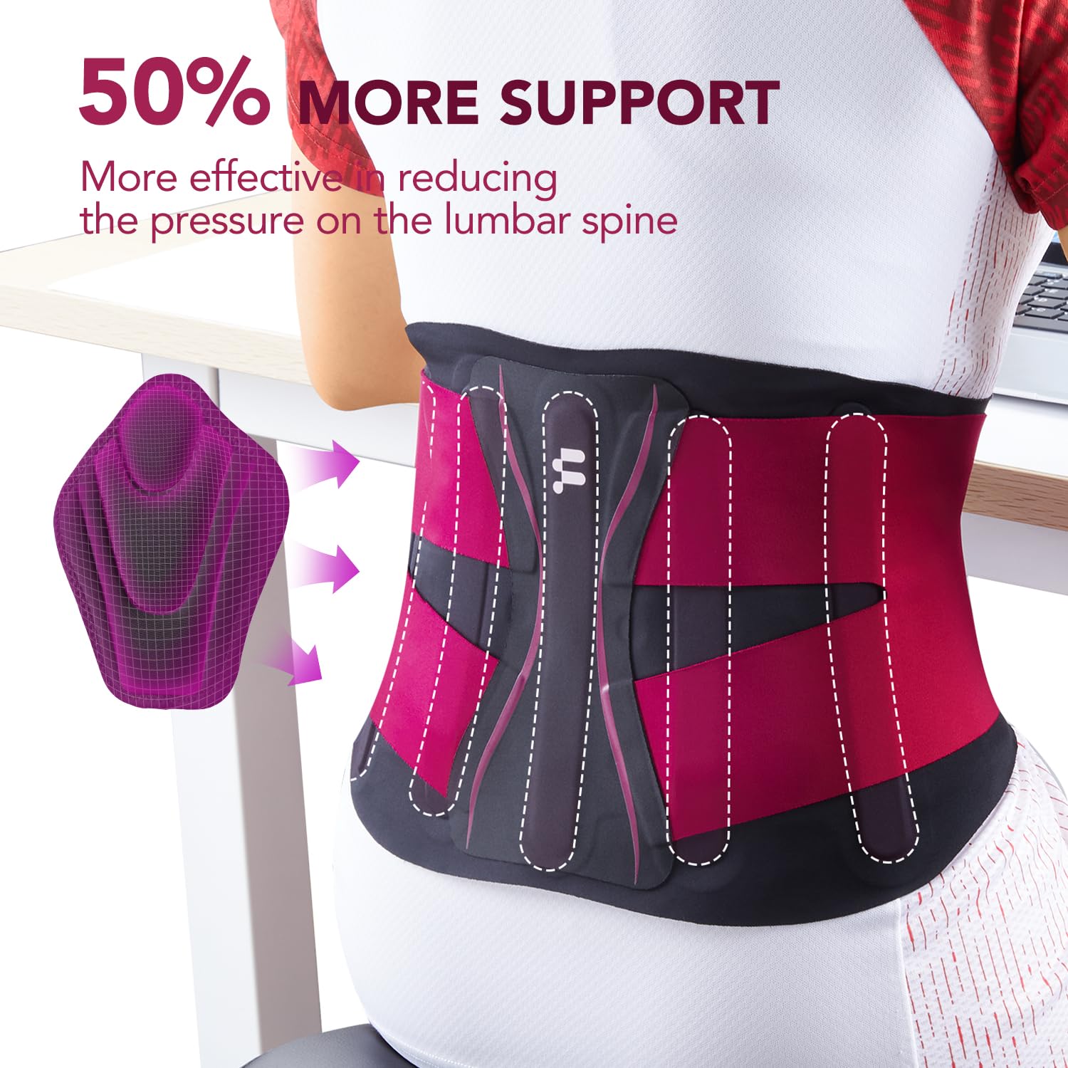 Fitomo Ultra Thin Back Brace for Lower Back Support, Seamless Yoga Fabric

