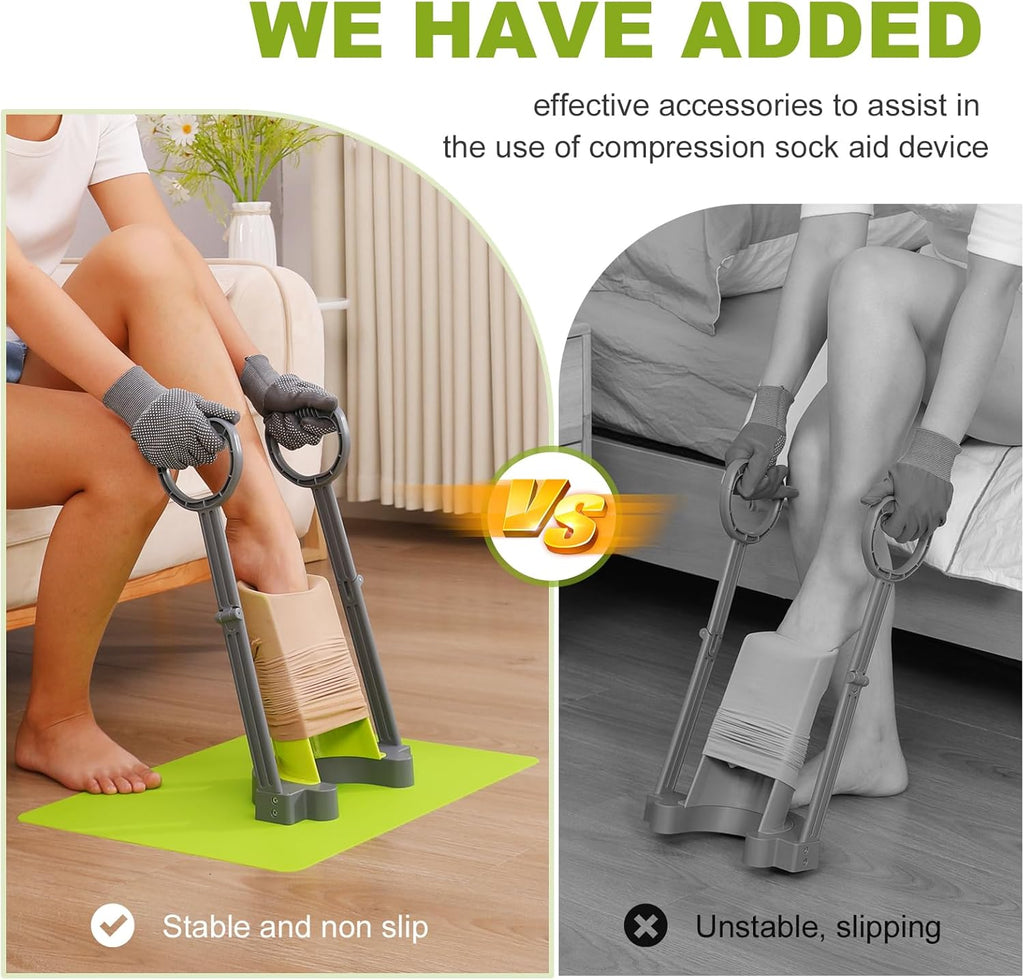 Compression Sock Aid Device with Silicone Anti-Slip Mat for Seniors

