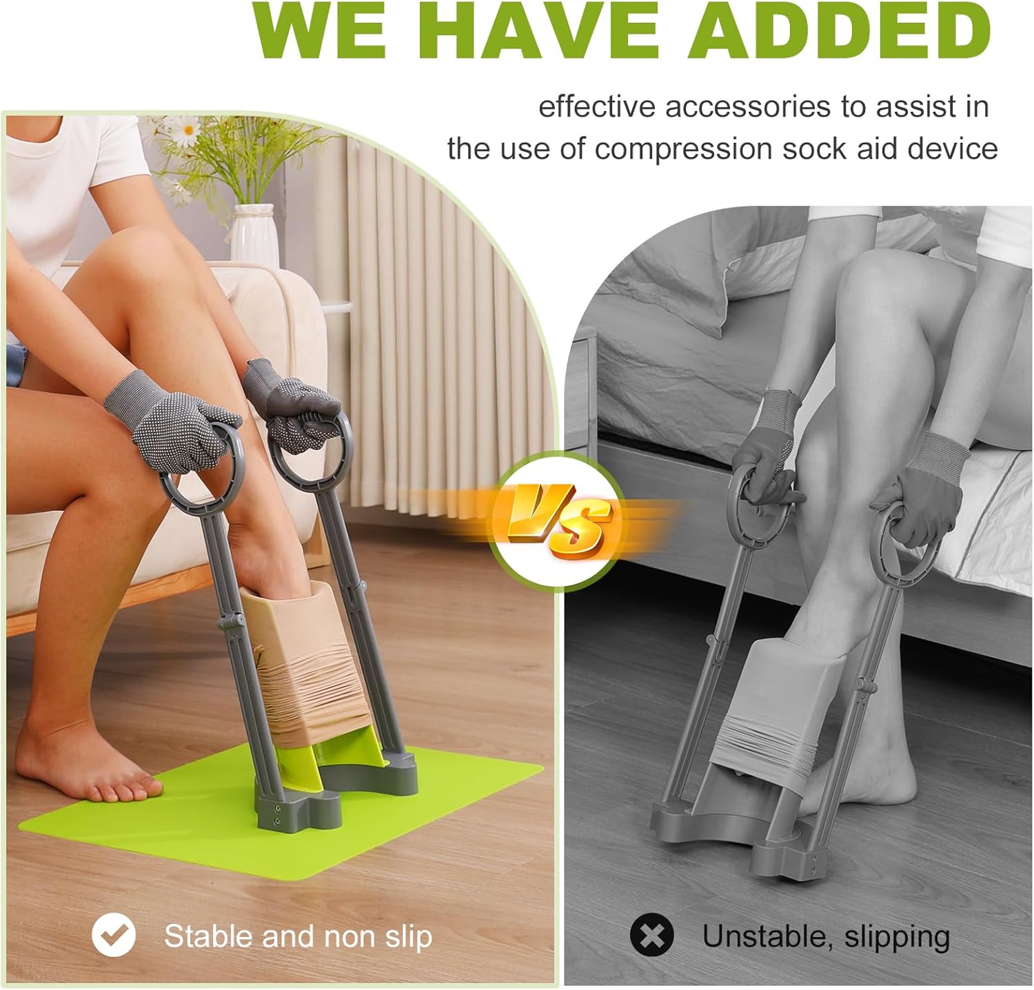 Compression Sock Aid Device with Silicone Anti-Slip Mat for Seniors

