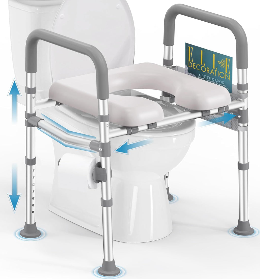 HOMLAND Raised Toilet Seat with Handles, Padded Elevated Toilet Riser, 400 lb Capacity

