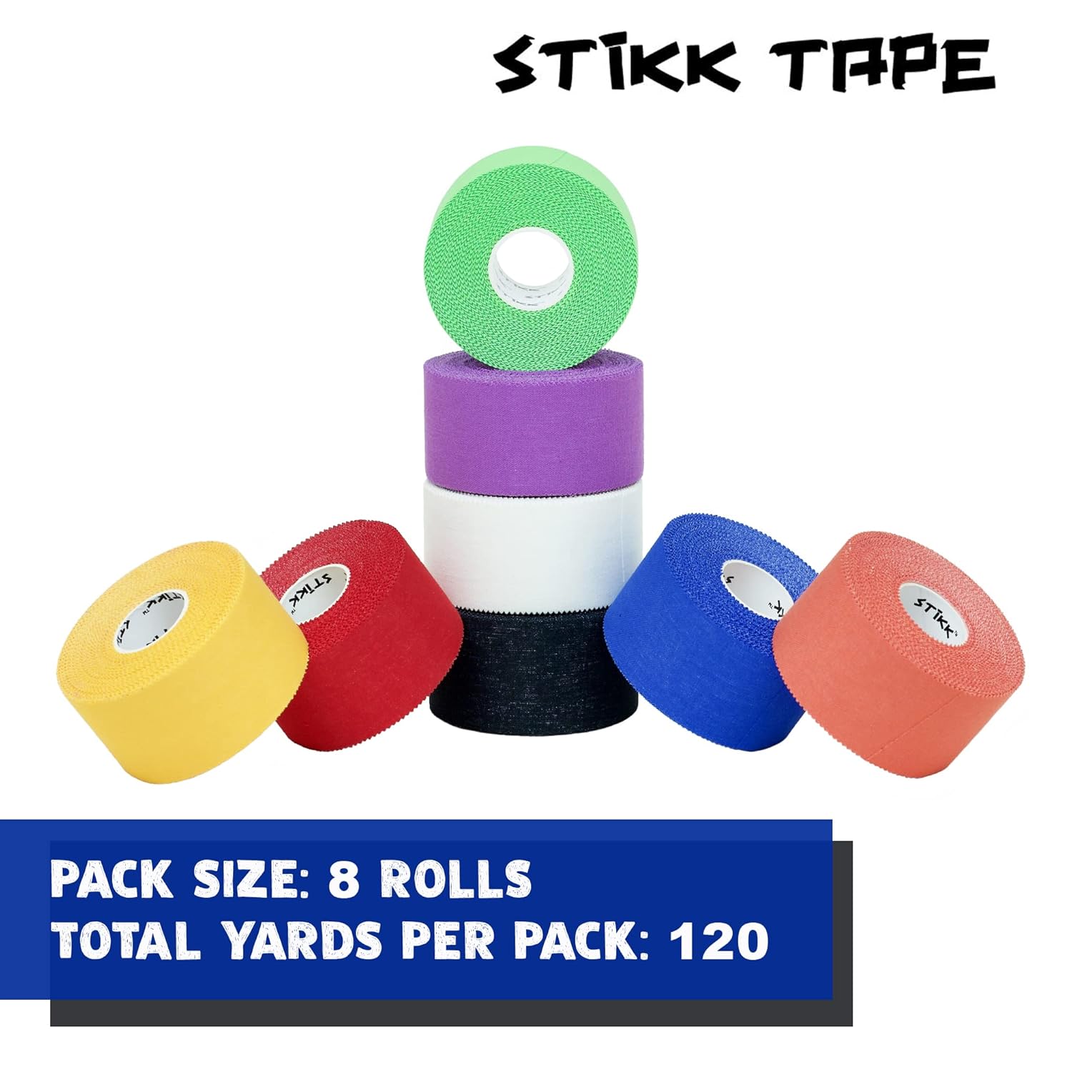 STIKK Athletic Tape 1.5 in x 15 yd Stabilizing Support for Muscle and Joint 8-Roll

