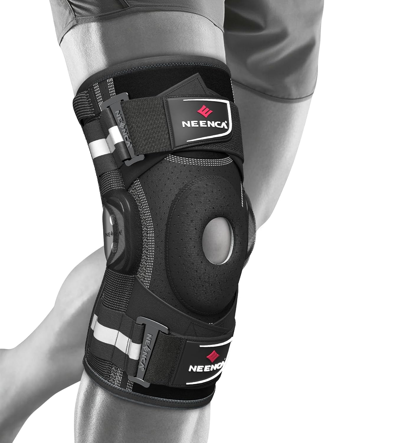 NEENCA Hinged Knee Brace with Patella Gel Pad and X-Strap Stability Support

