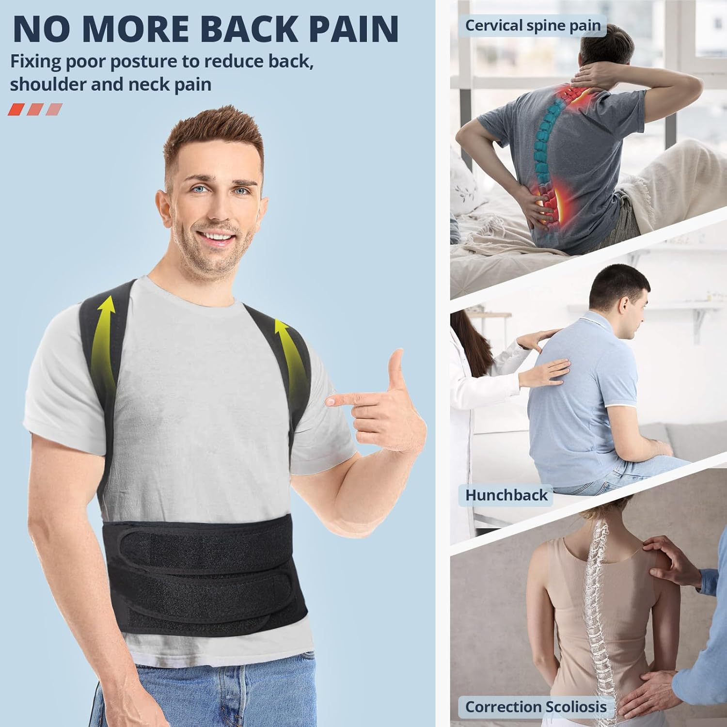 Fitsupport Posture Corrector Back Brace for Men and Women, Lumbar Support

