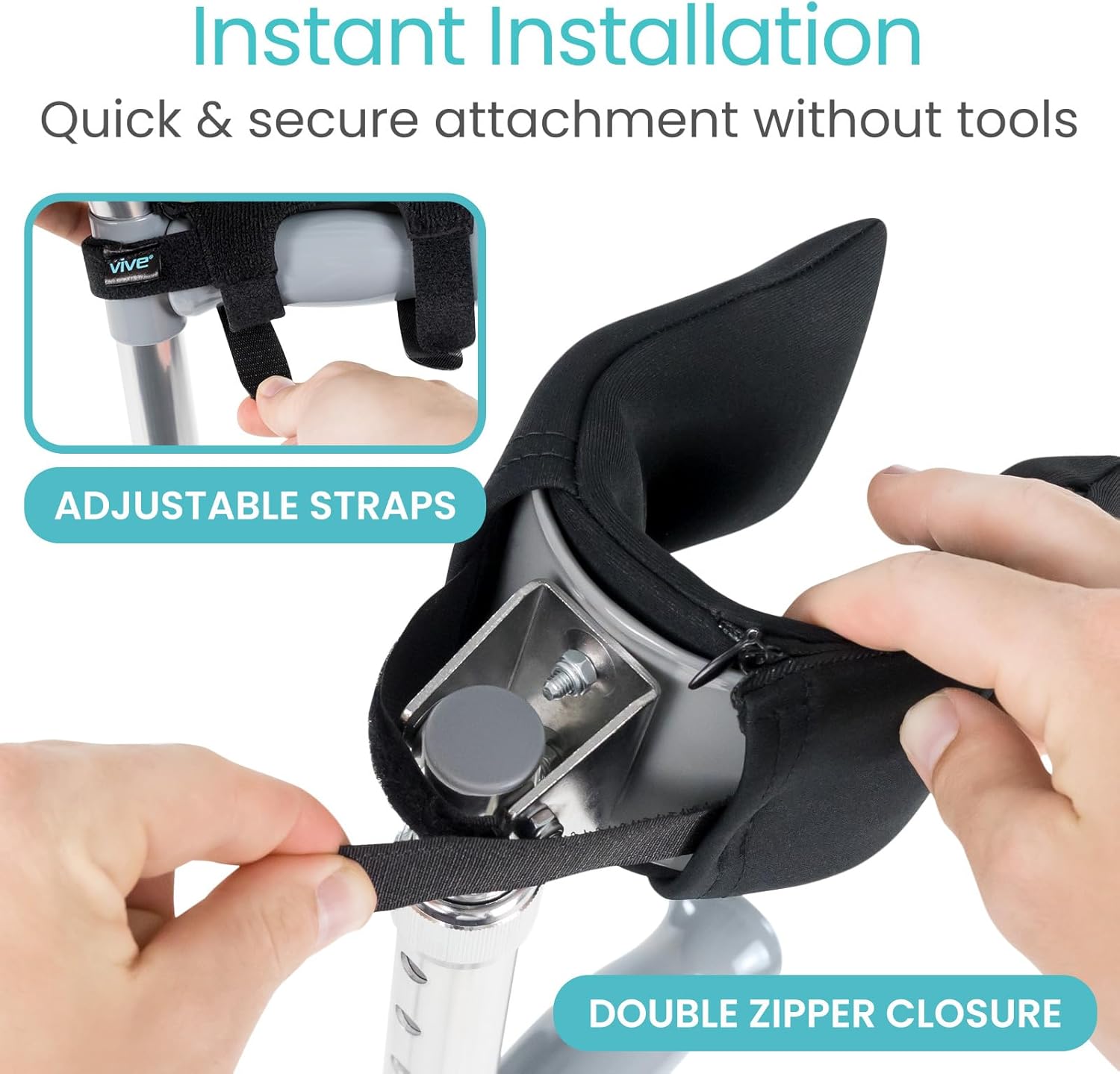 Vive Forearm Crutch Pads with Hand Grips for Open-Cuff Forearm Crutches

