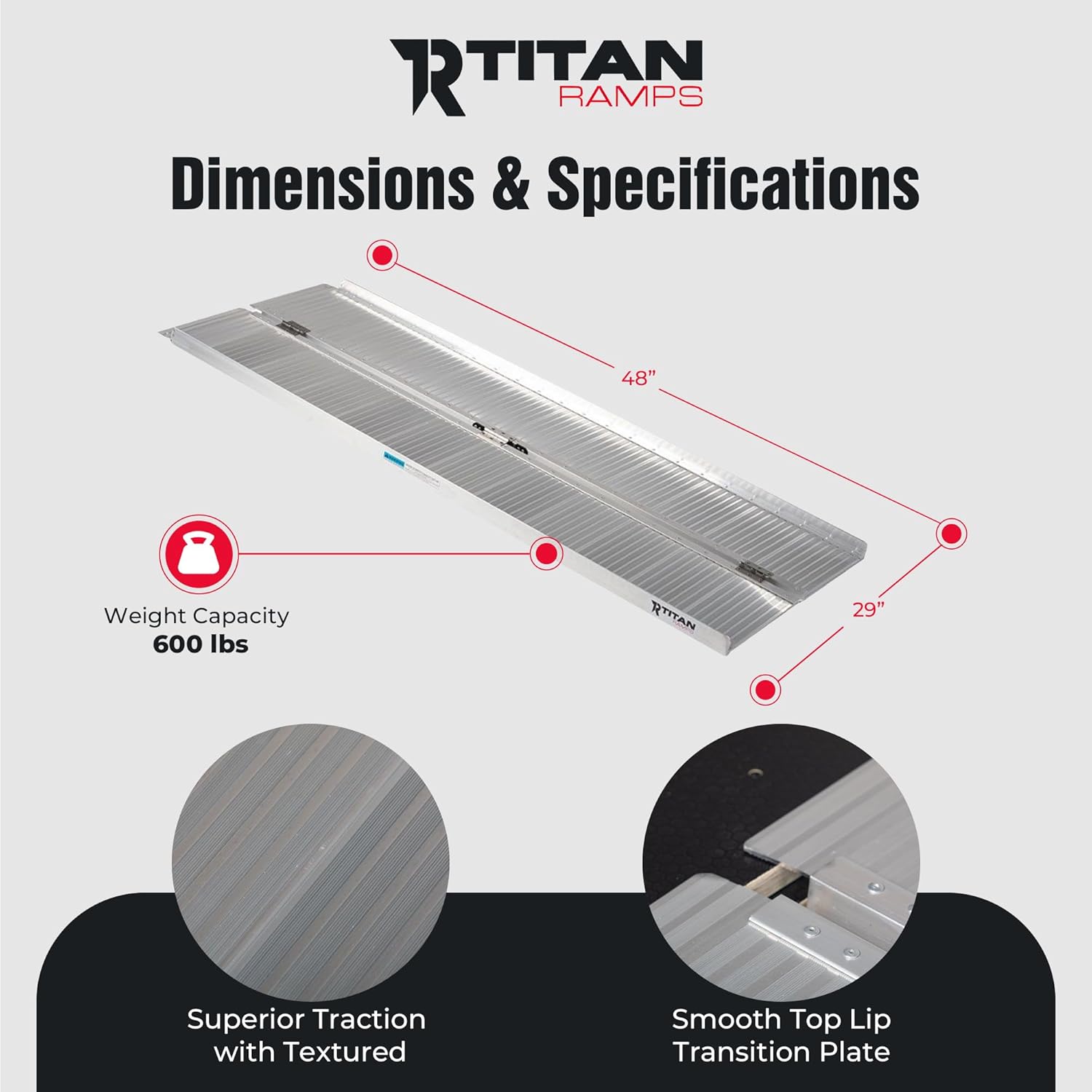 Titan Ramps Single-Fold Wheelchair Ramp, 600 lb Capacity

