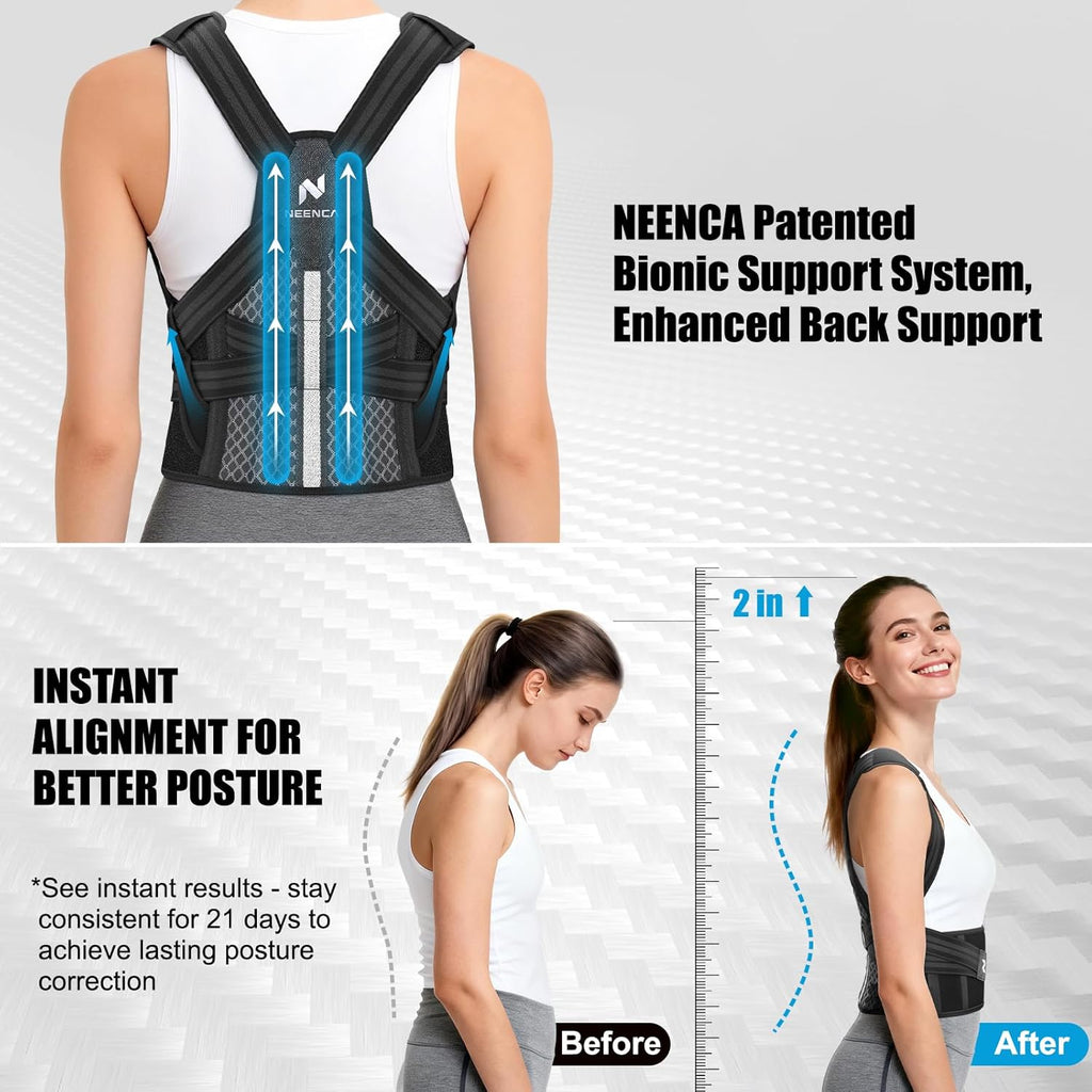 NEENCA Medical Posture Corrector Back Brace with Adjustable Back Support

