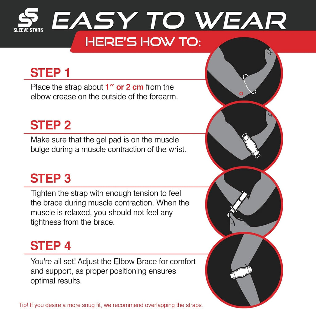 Sleeve Stars Counterforce Tennis Elbow Brace, Adjustable Hook & Loop Strap

