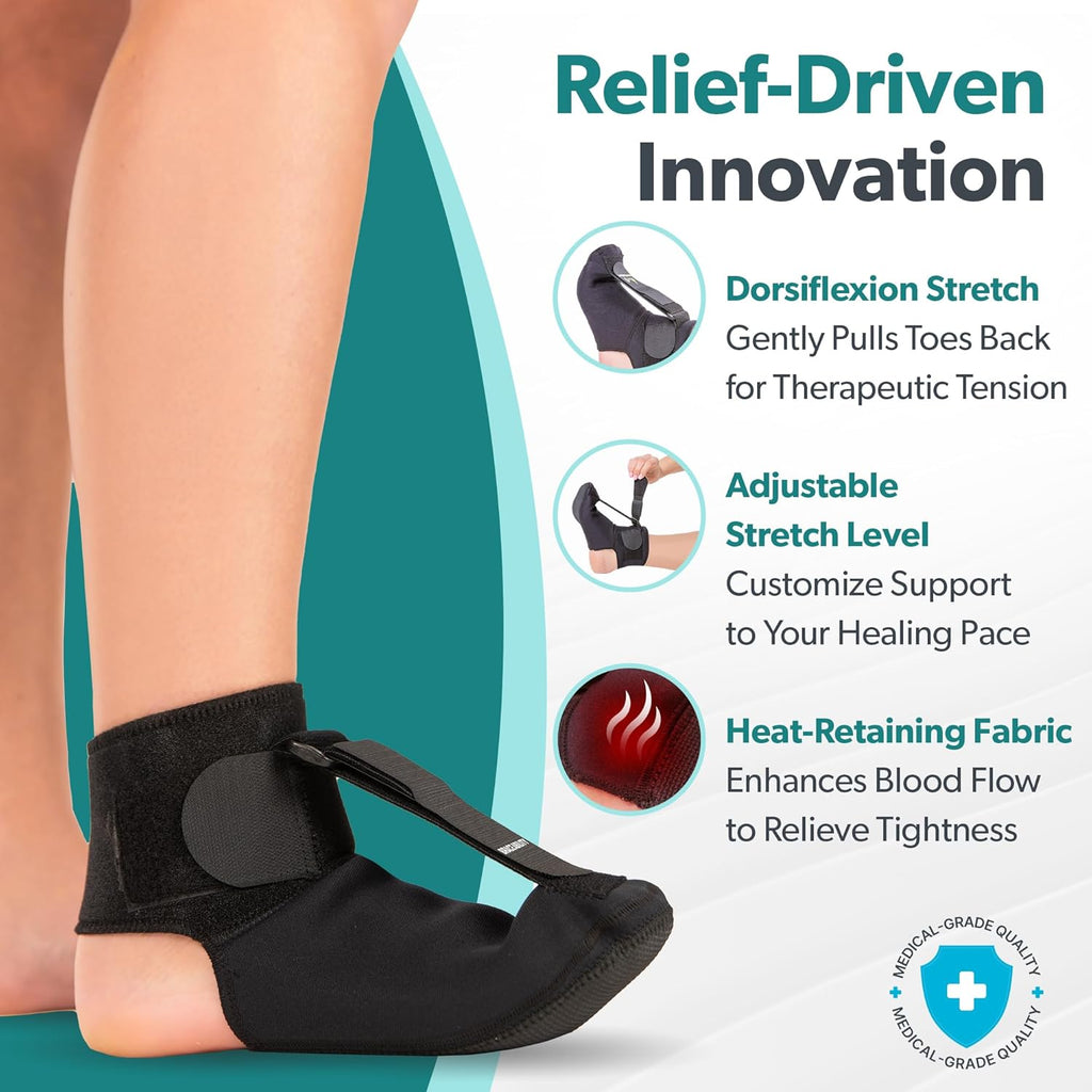 BraceAbility Plantar Fasciitis Night Splint Sock for Sleeping, Heel Pain Relief

