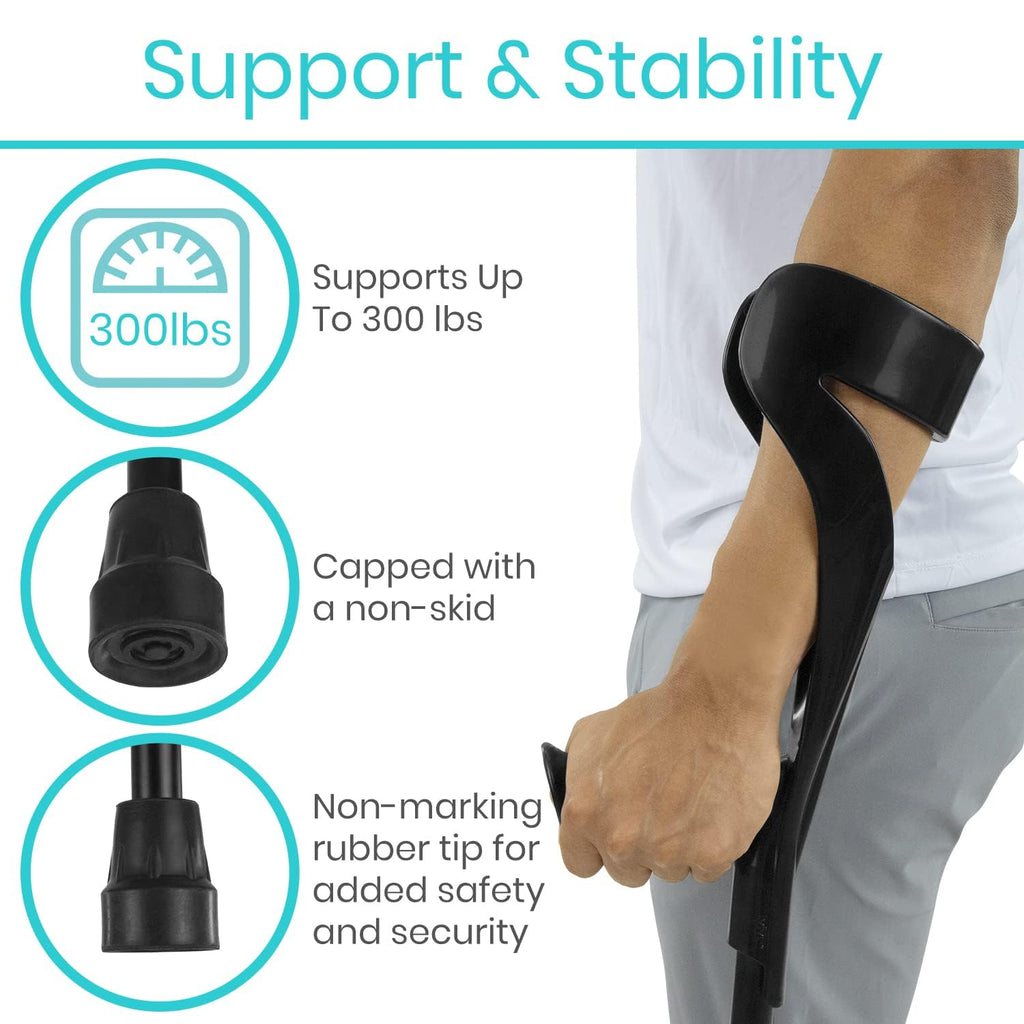 Vive Forearm Crutches Pair Adjustable Lightweight Ergonomic Arm Crutches

