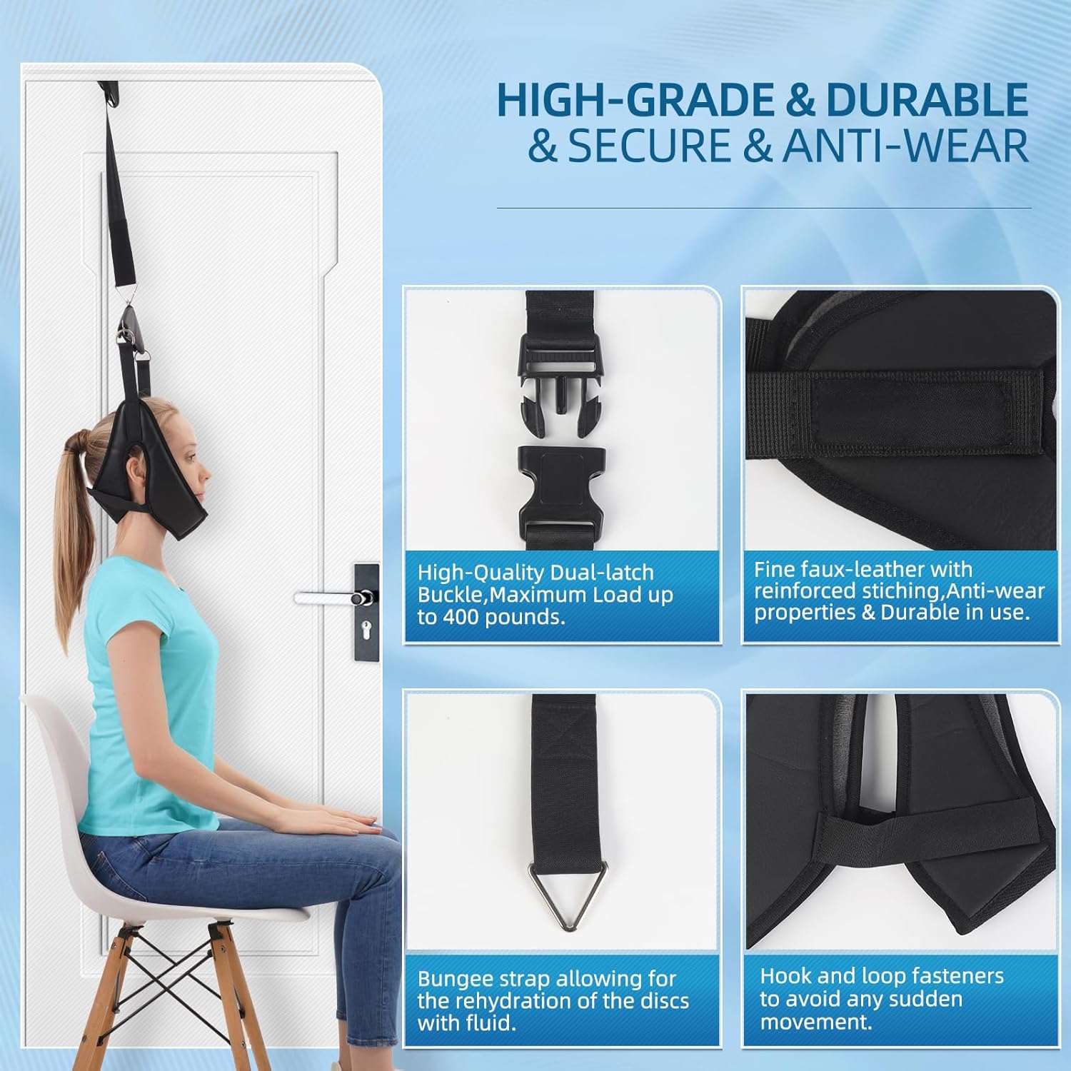 Cervical Neck Traction Device Over-the-Door Portable Neck Stretcher for Neck Pain Relief

