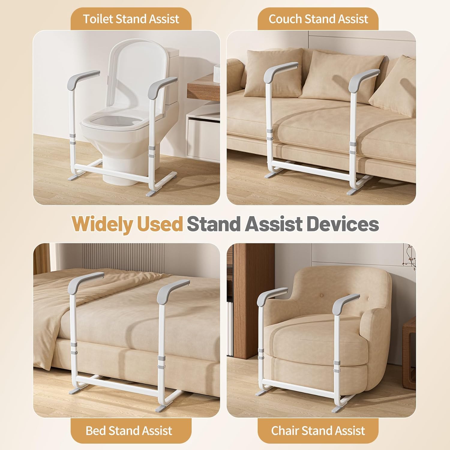 Height Adjustable Couch Stand Assist for Elderly, Dual Handles, 300 lb

