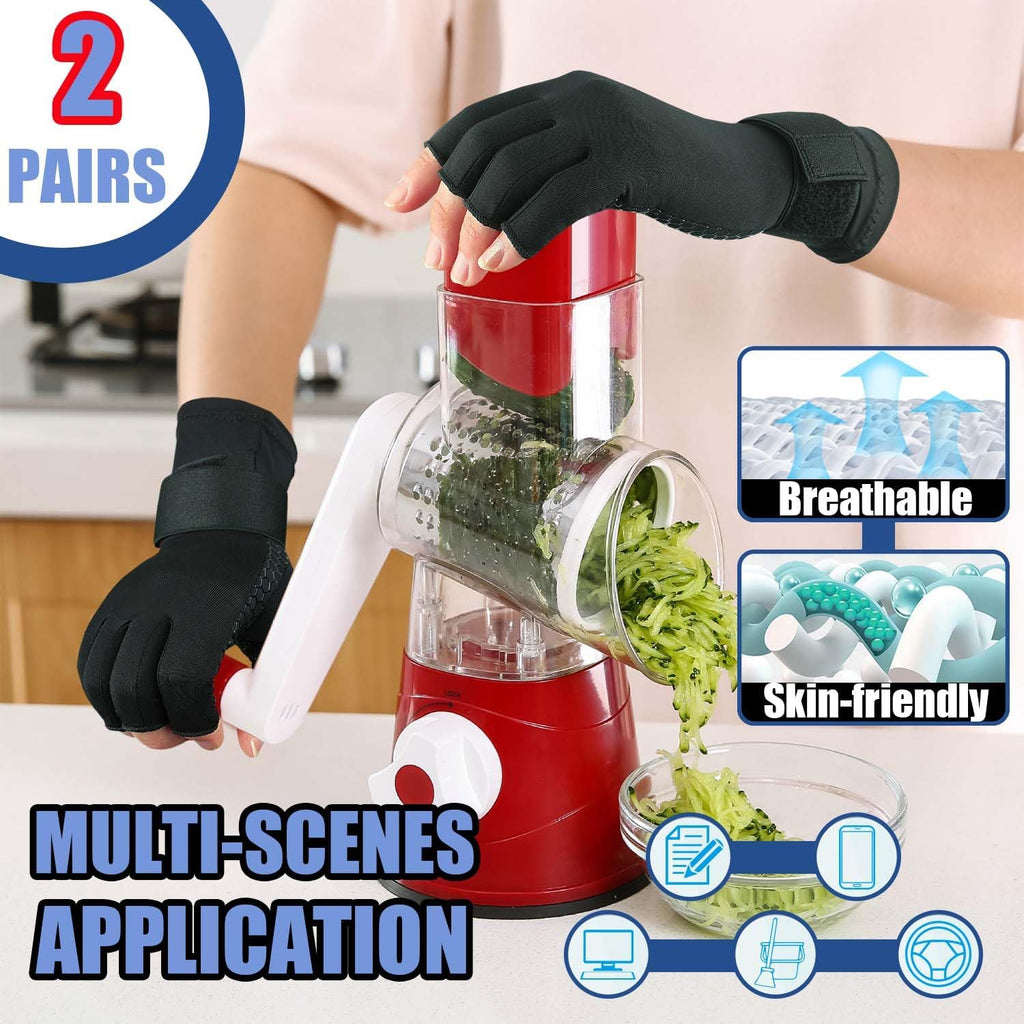 Copper Infused Arthritis Gloves for Men Women, Fingerless Compression Wrist Support

