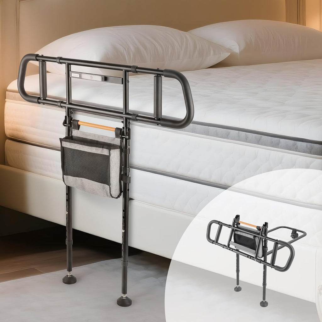 Bed Safety Assist Rail for Elderly Adults with Adjustable Height and LED Night Light

